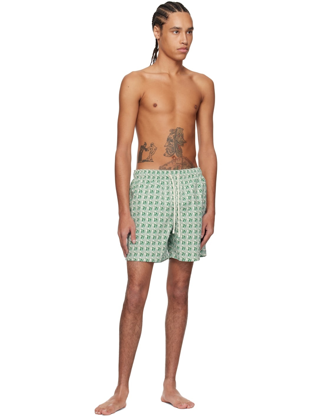 Green & Off-White 'PA' Diamond Swim Shorts - 4