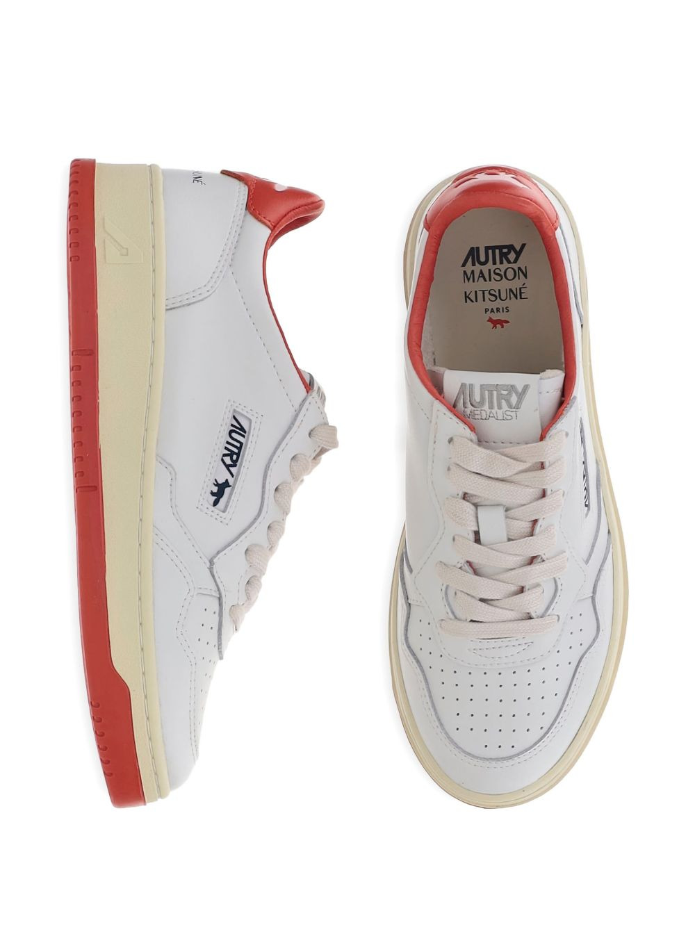 low-top leather sneakers - 4