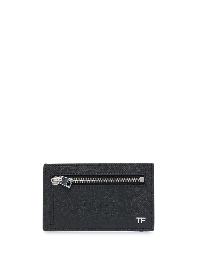grained texture leather cardholder - 1