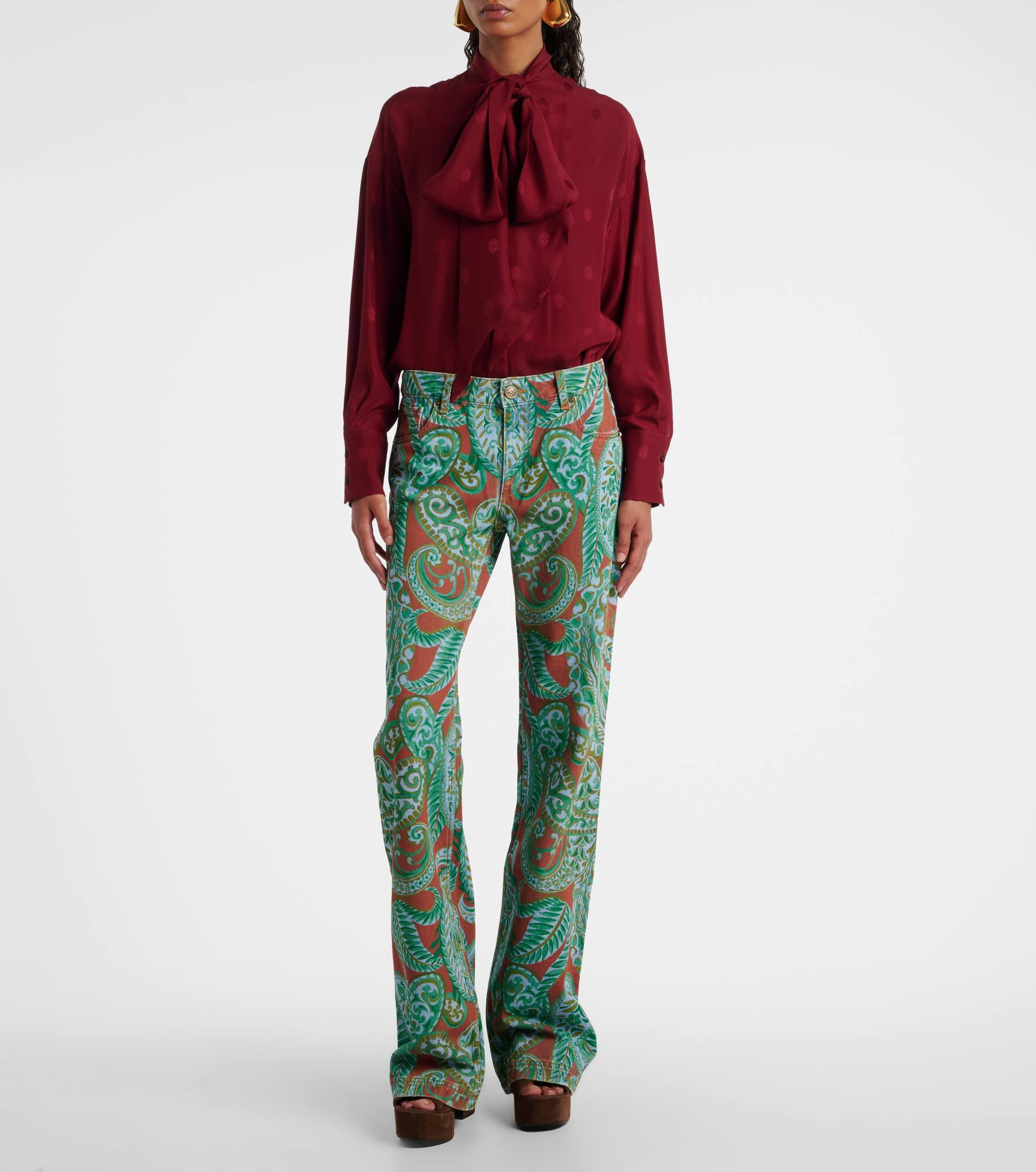 Paisley high-rise wide-leg jeans - 7