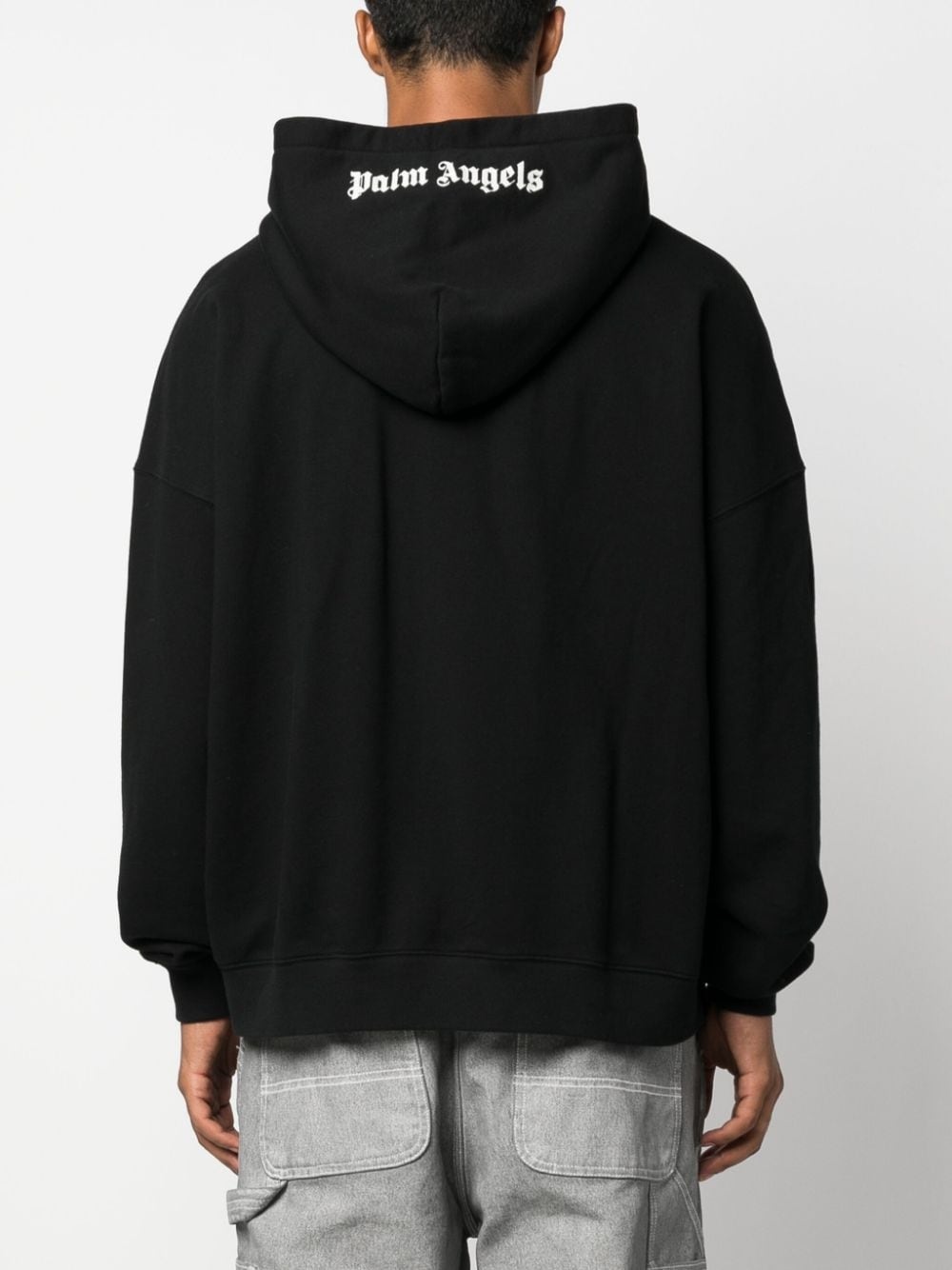 logo-embroidered cotton hoodie - 4