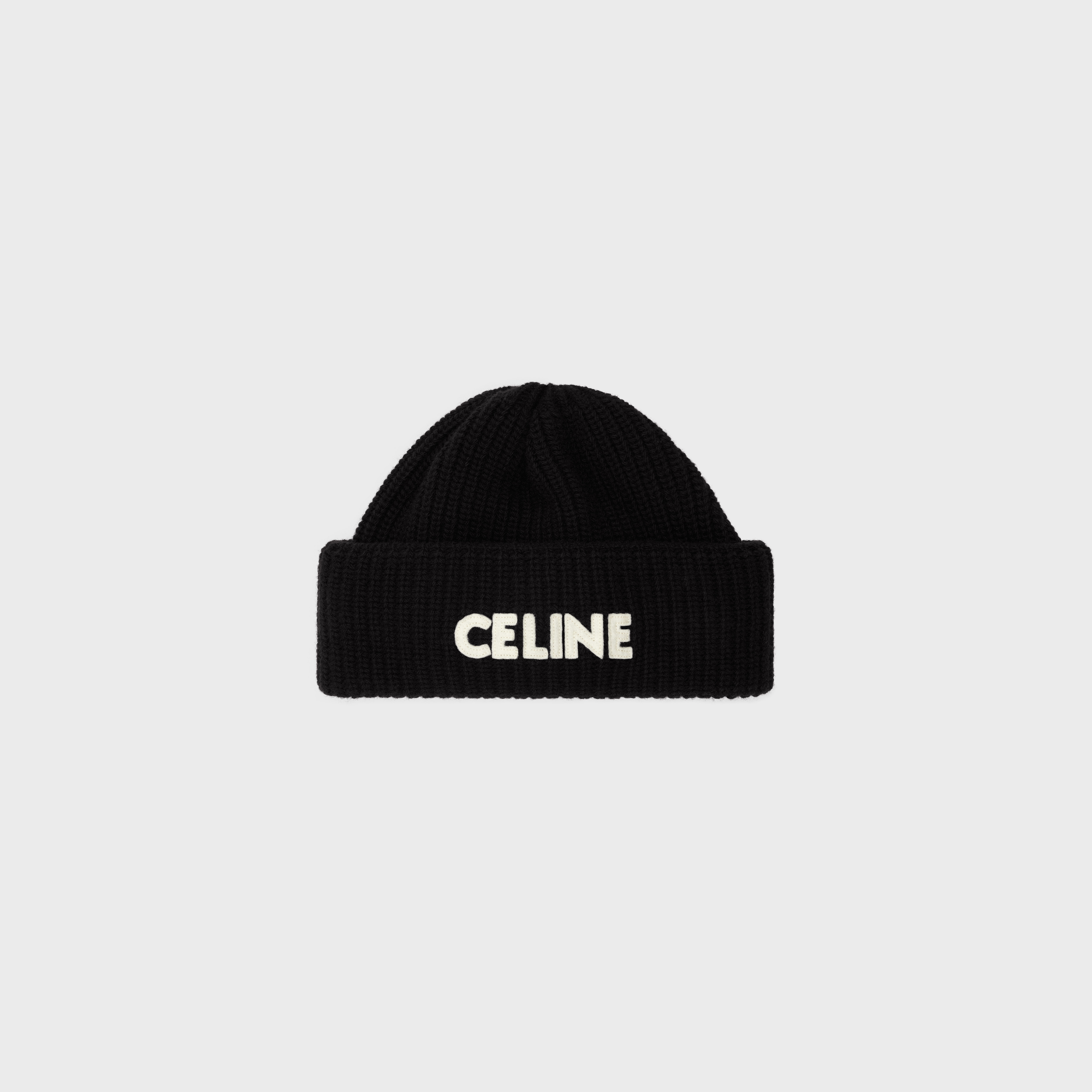 CELINE EMBROIDERED BEANIE IN RIBBED WOOL - 1