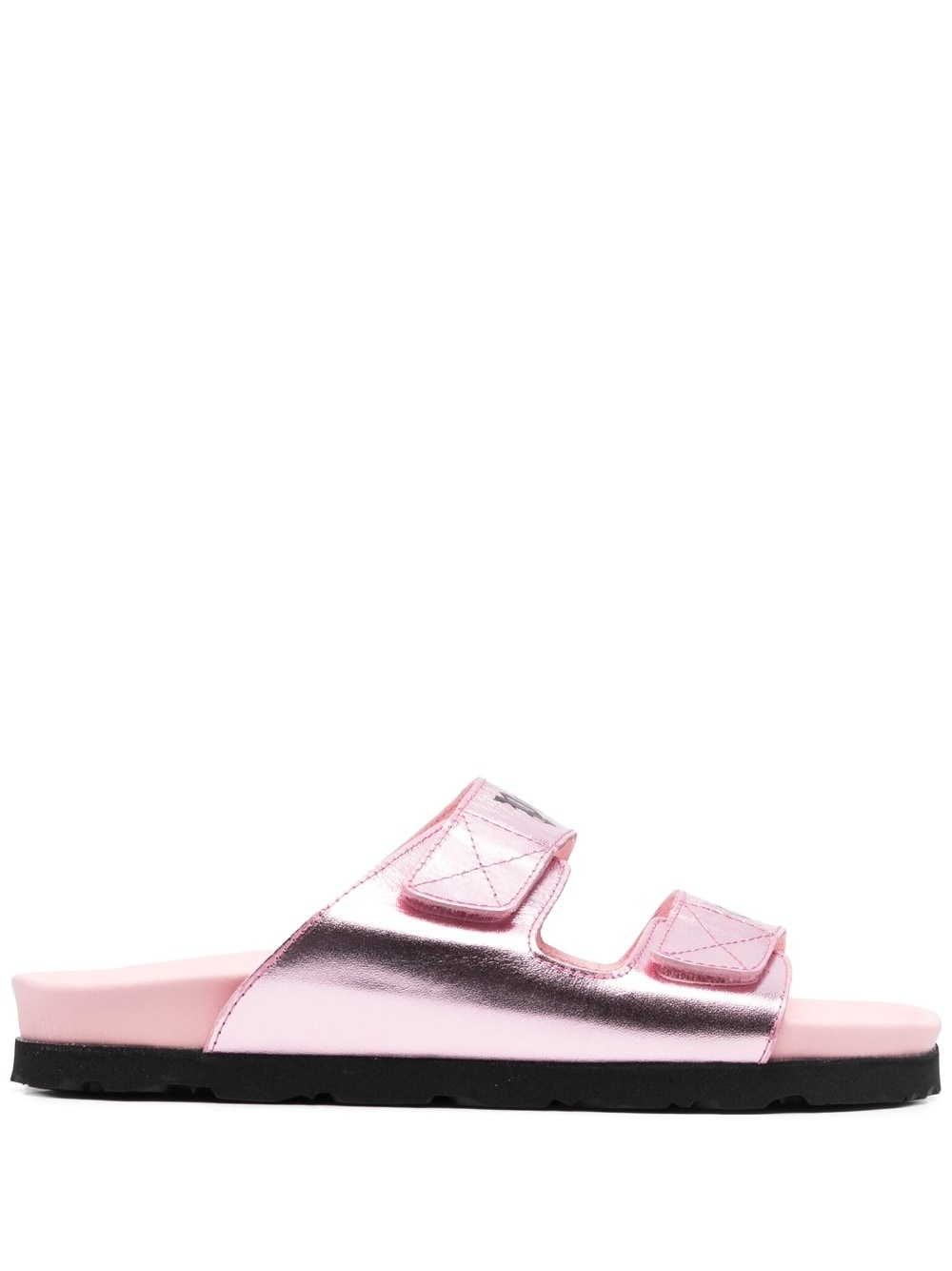 logo-print leather flat sandals - 1