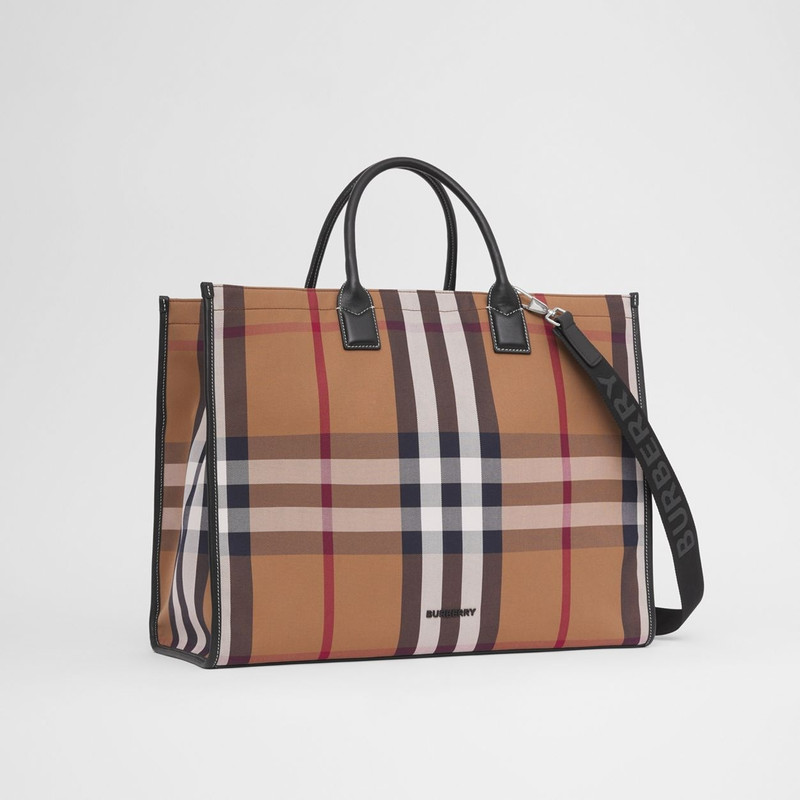 Check Cotton Canvas Tote 8