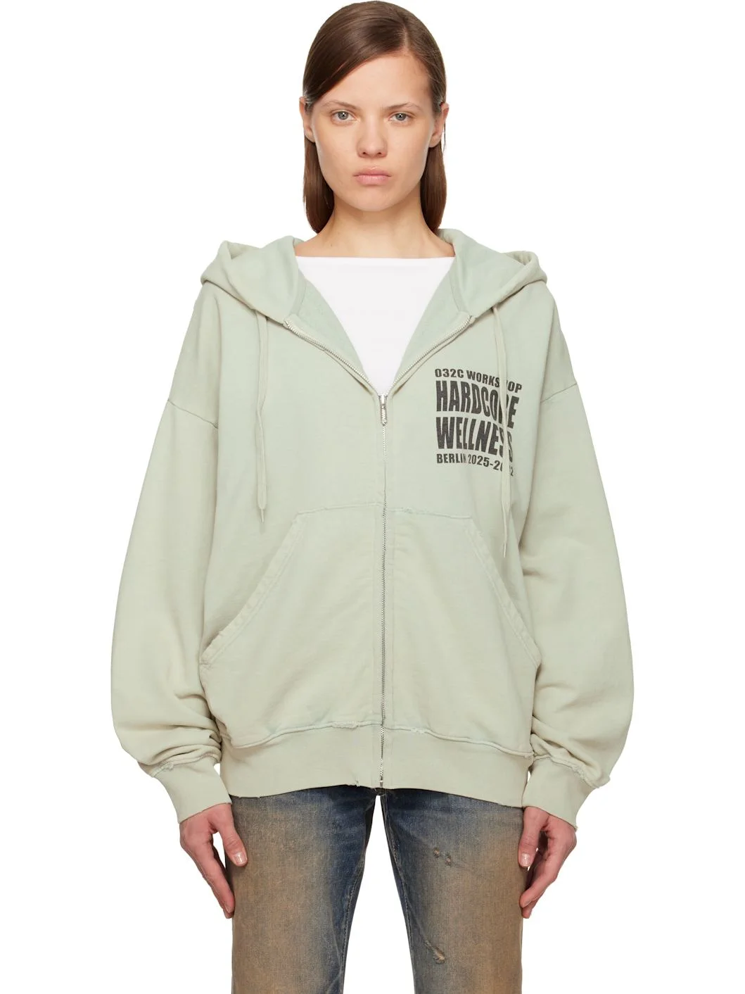 Green "Hardcore Wellness" Zip-Up Jacket - 1