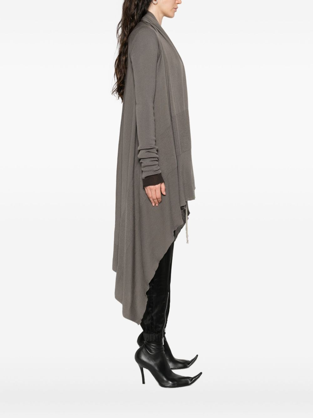 ribbed asymmetric wool coat - 3