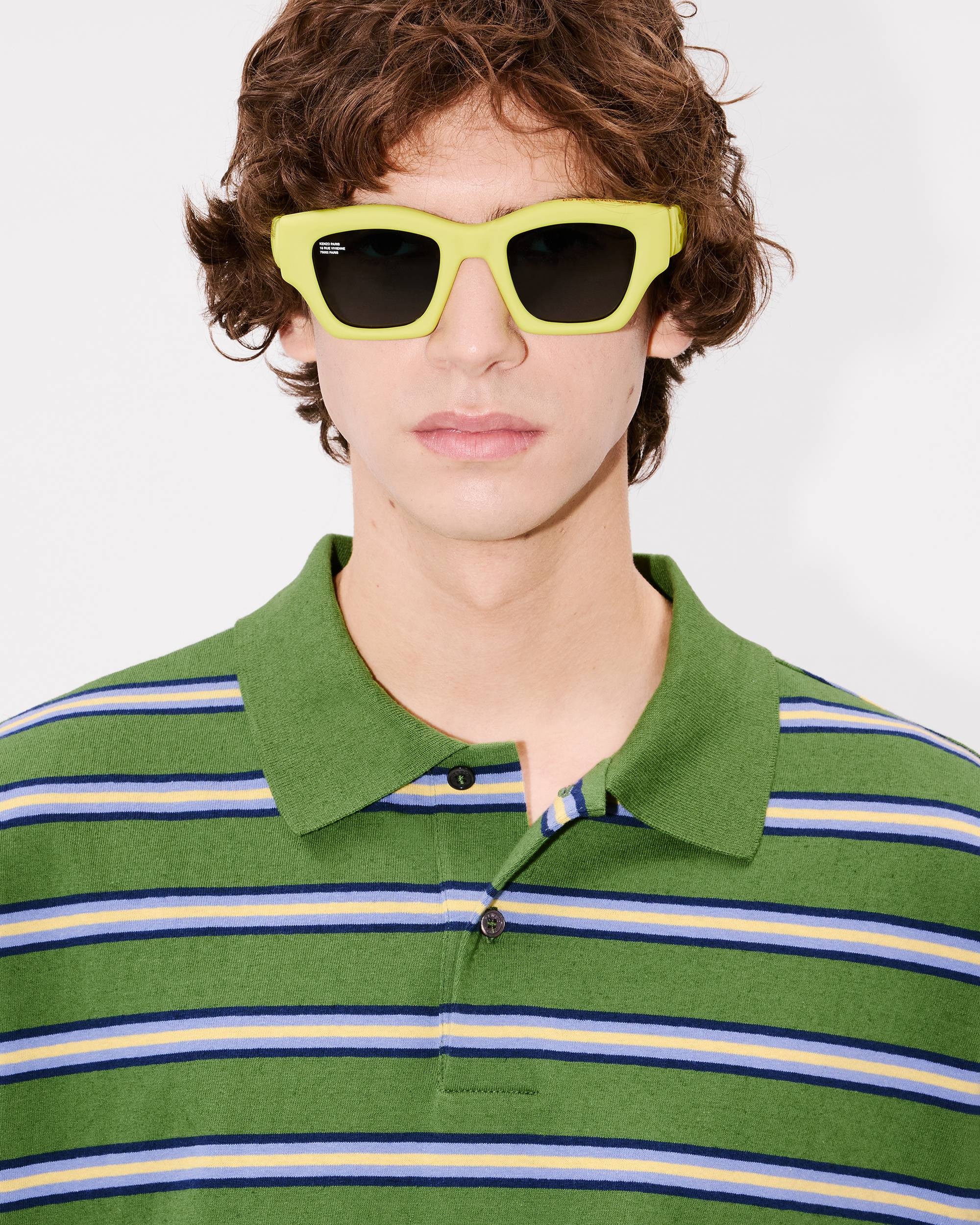'KENZO Coast Lines' embroidered boxy polo in cotton linen - 6