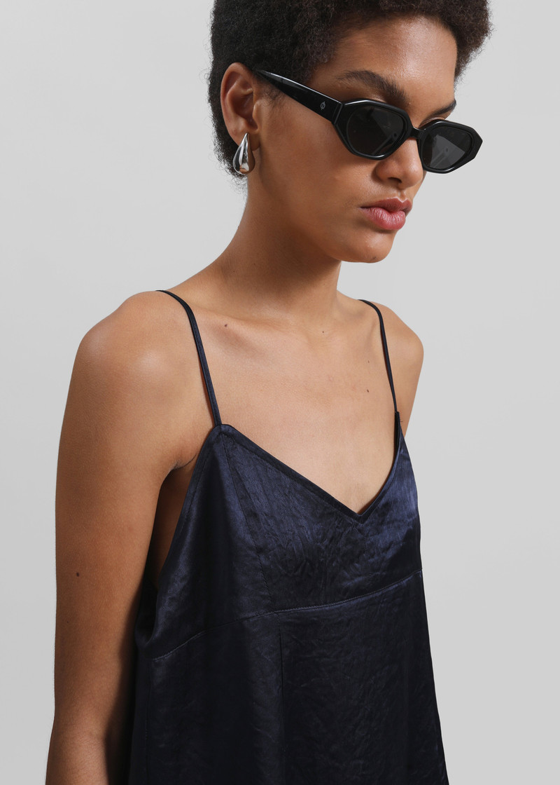 Elma Satin Mini Dress - Navy 3