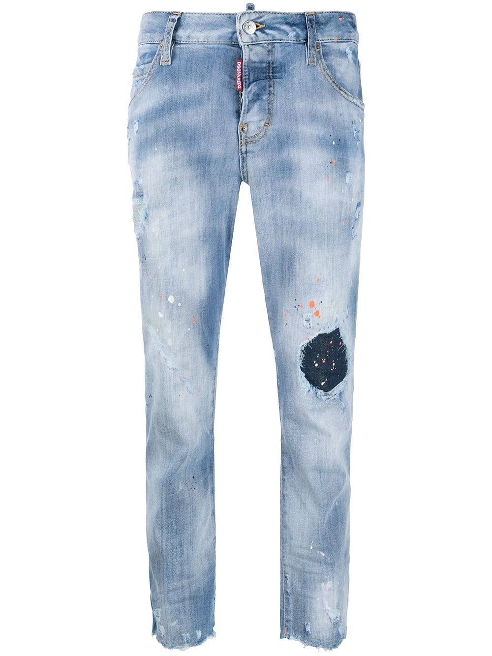 distressed-effect cropped jeans - 1