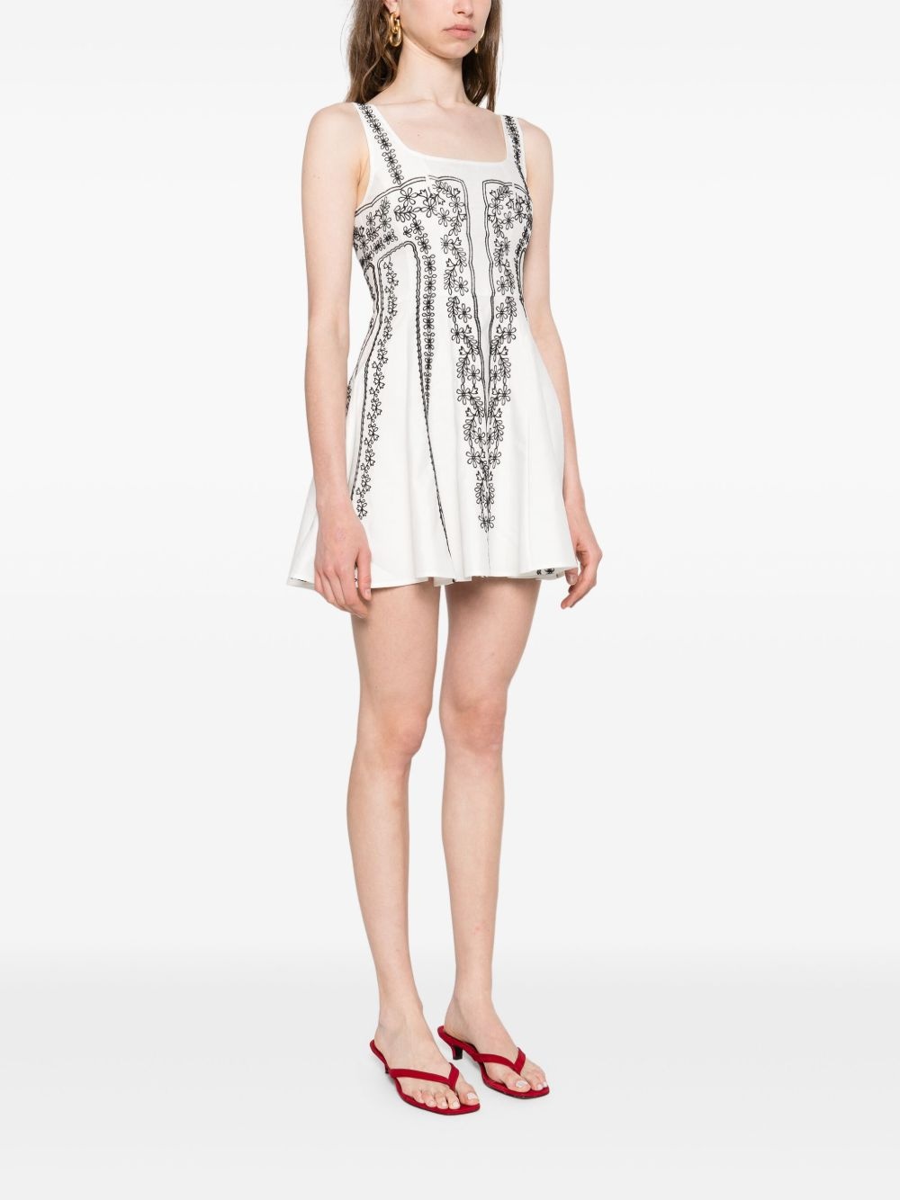 embroidered-strap mini dress - 3