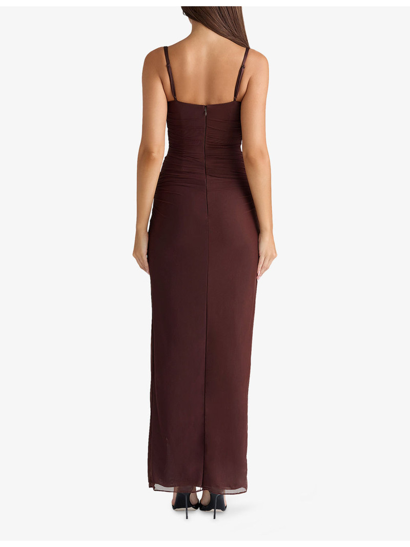 Lini Corset-Bodice Stretch-Mesh Maxi Dress 4