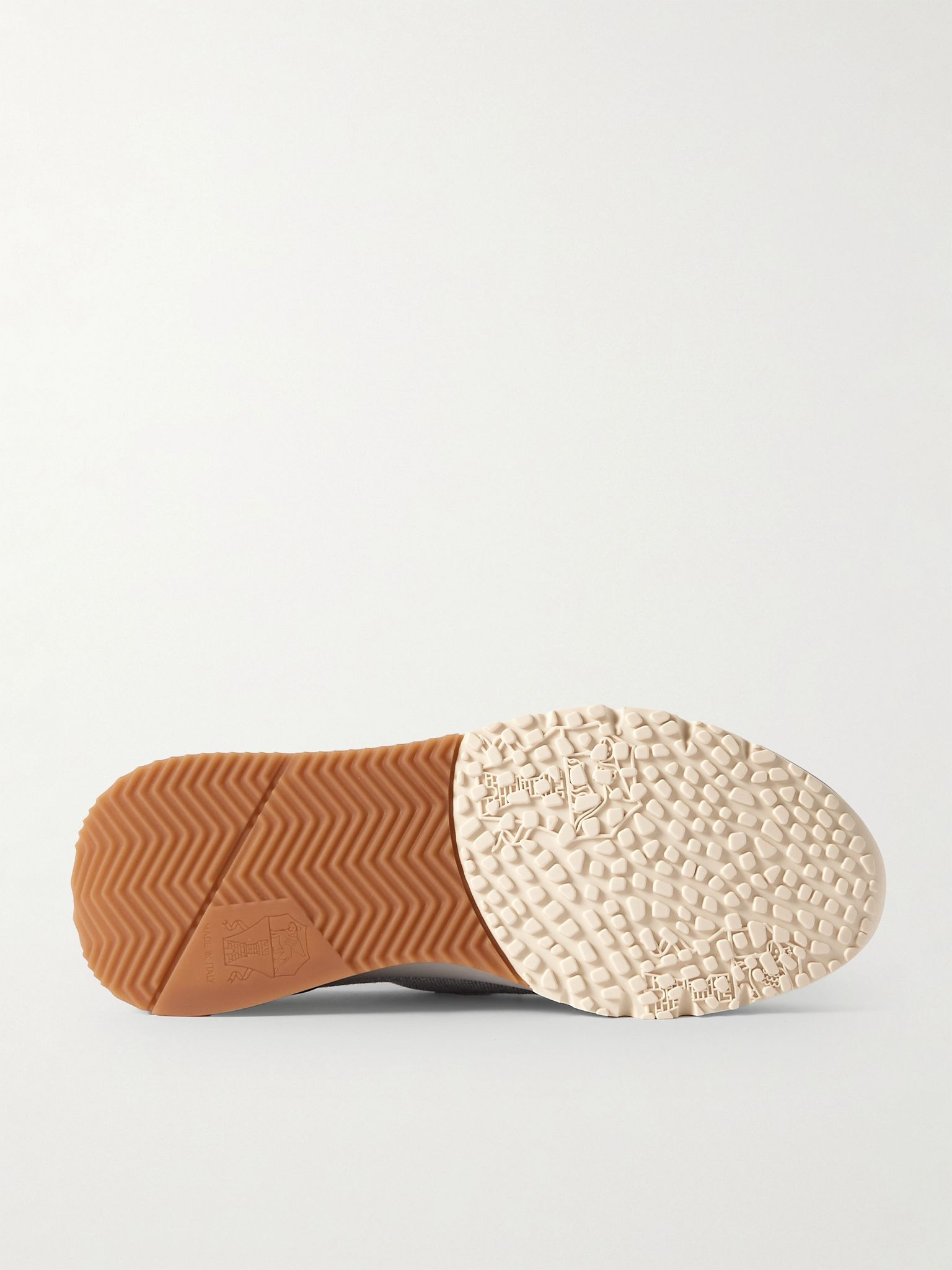 Suede-Trimmed Stretch-Knit Sneakers Light gray - 3