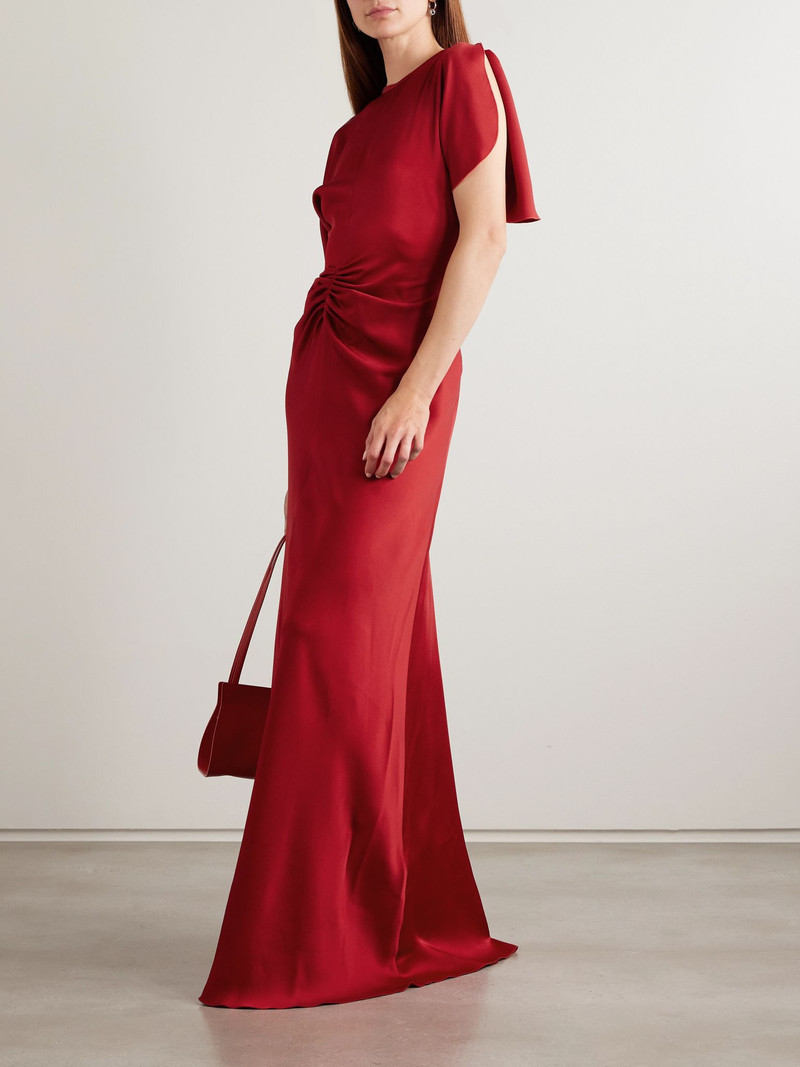 Victoria Beckham Gathered satin gown Red outlook