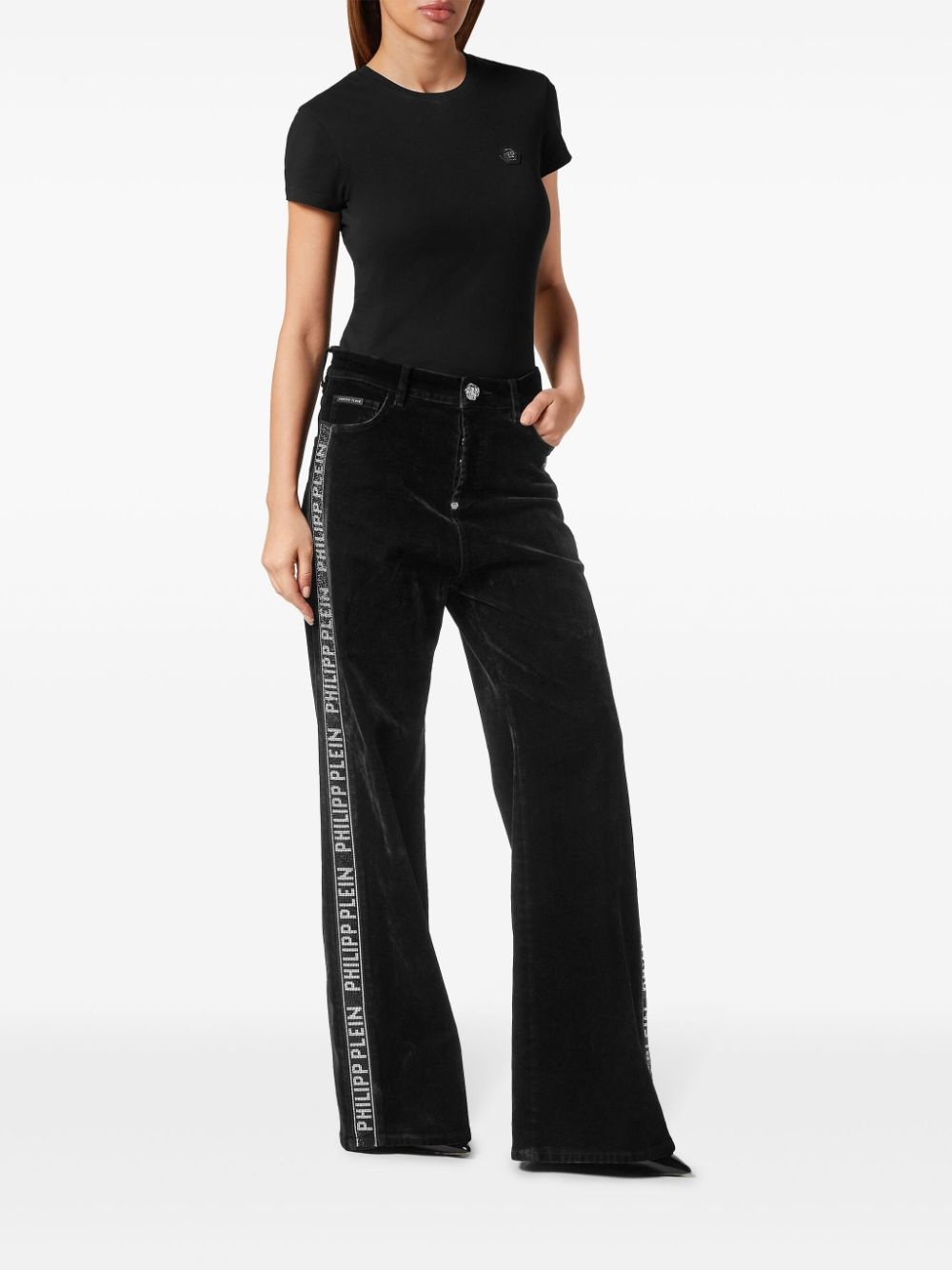 logo-tape wide-leg jeans - 2