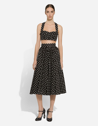 Dolce & Gabbana Cotton calf-length circle skirt with polka-dot print outlook