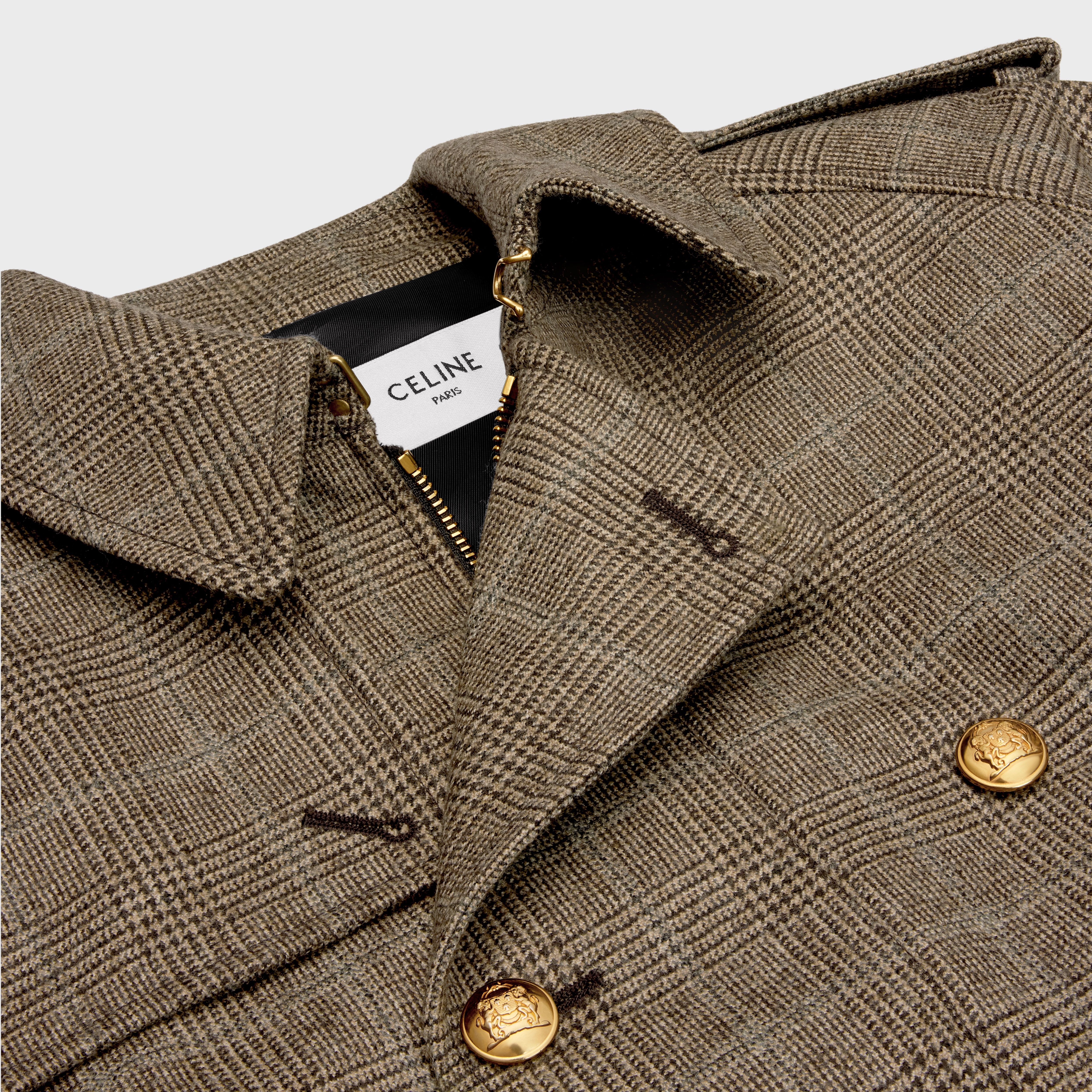 CELINE Bomber jacket in prince of wales flannel | REVERSIBLE