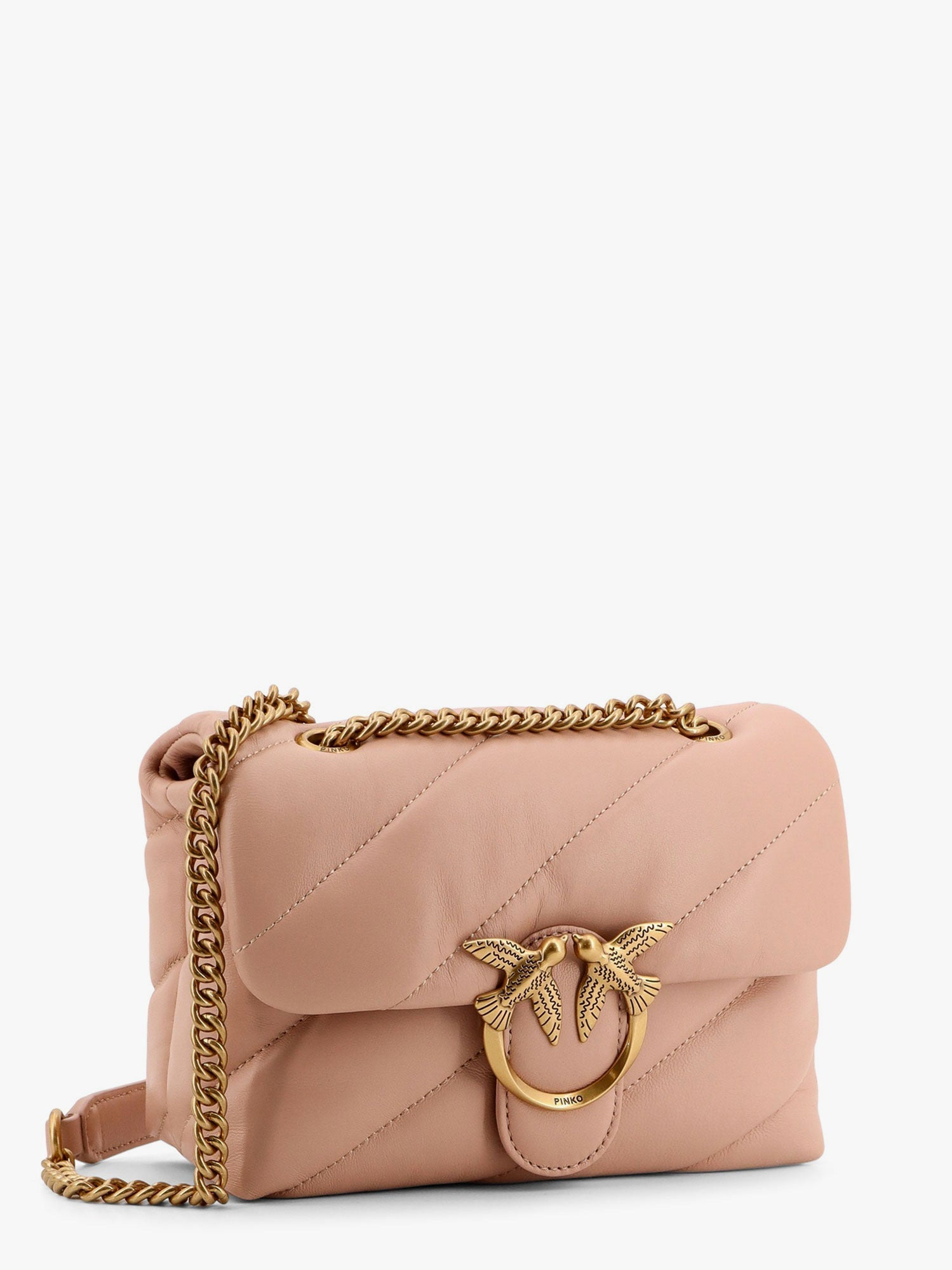 Pinko Matelassã© Leather Shoulder Bag With Iconic Love Birds Buckle - 3