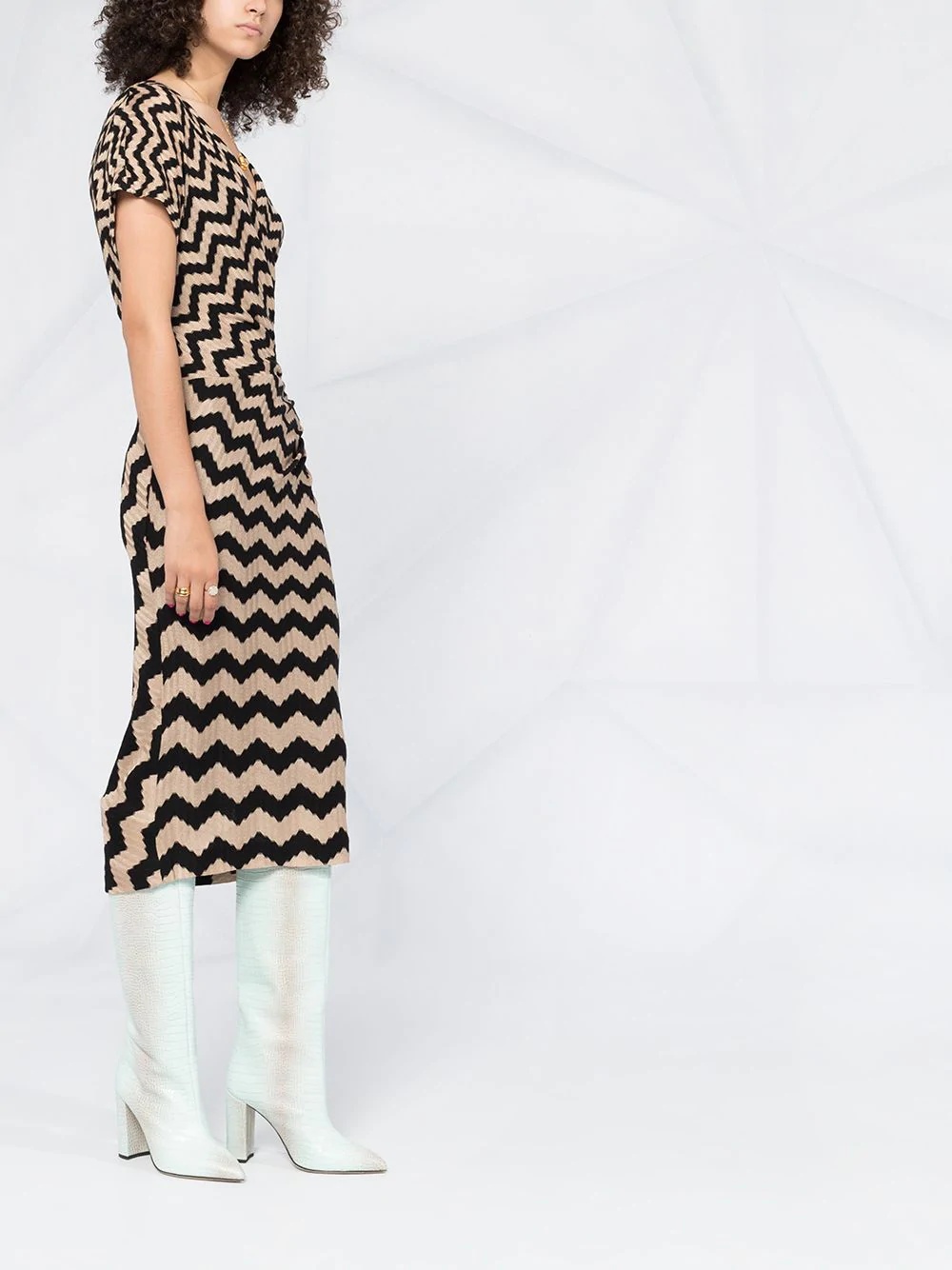 zig-zag embroidered midi dress - 4