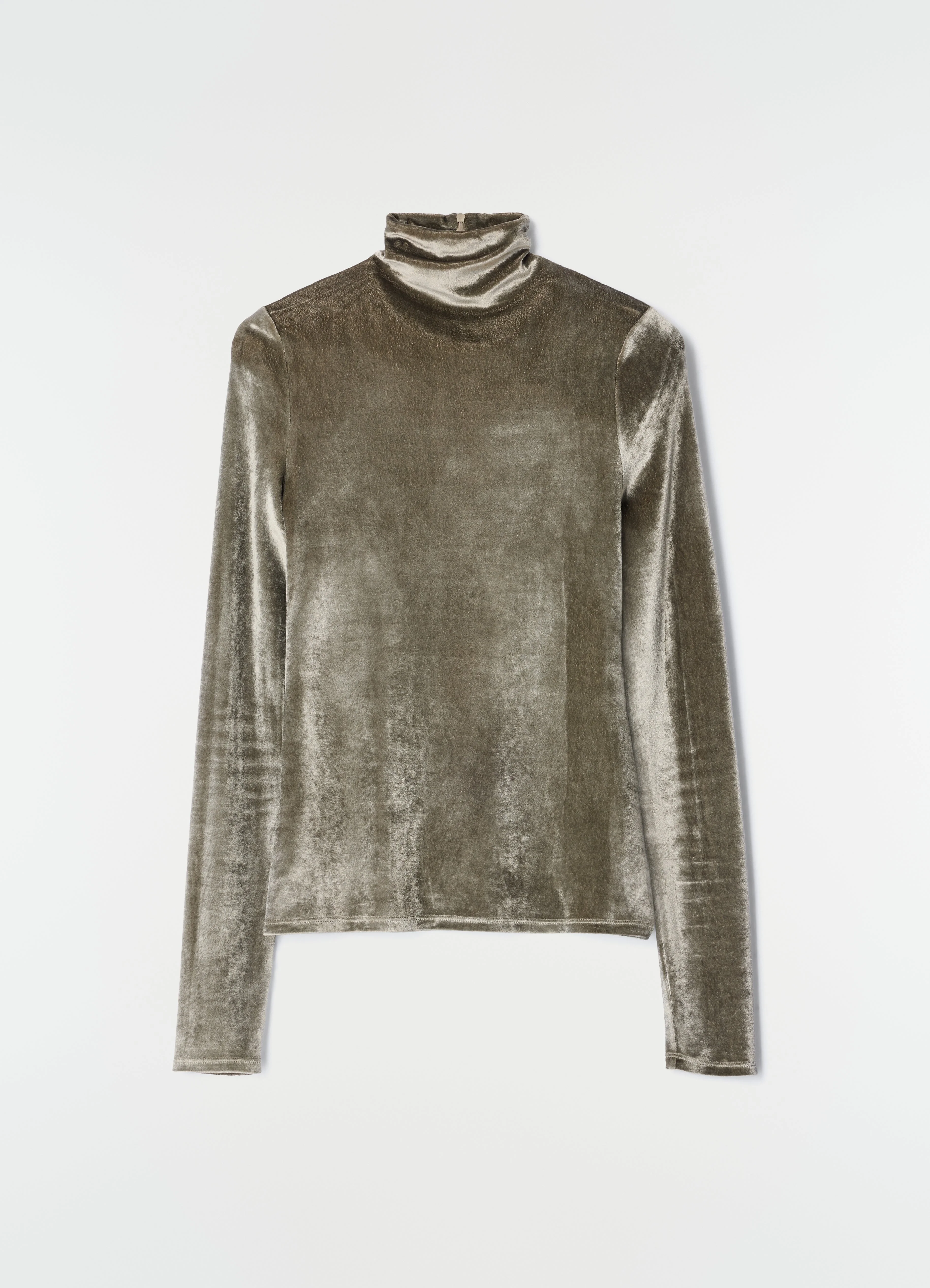 FITTED STAND-COLLAR TOP IN VELVET JERSEY - 1