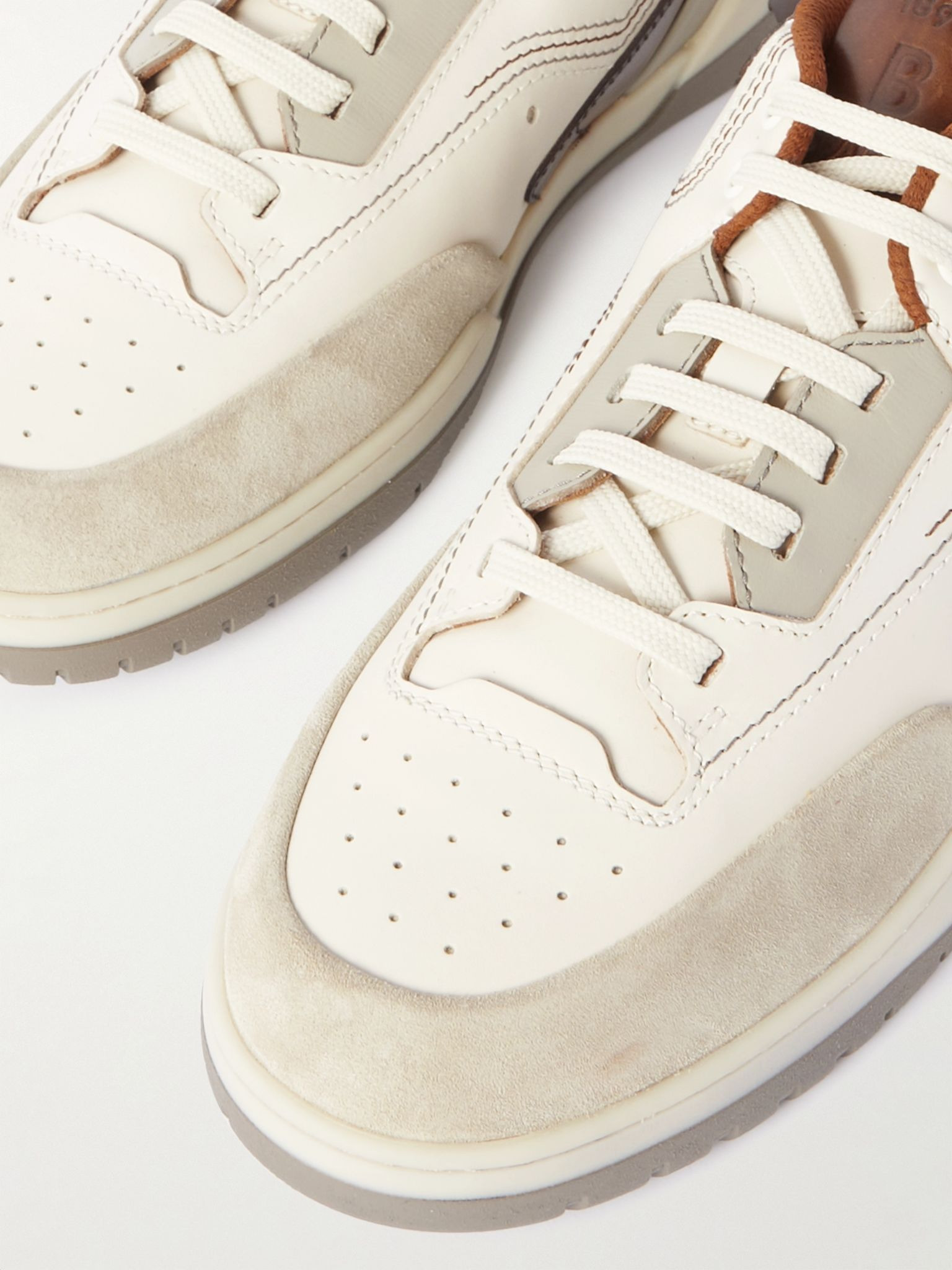 Playoff Suede-Trimmed Leather Sneakers Off-white - 6