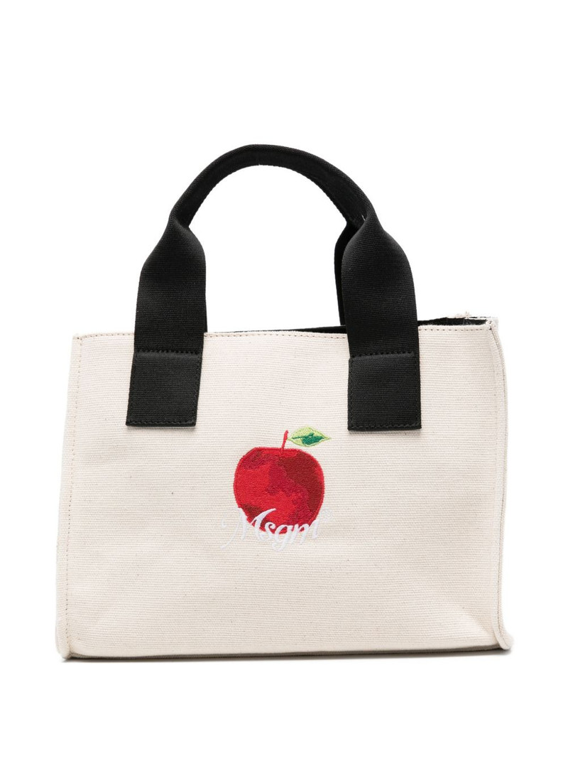 small apple embroidered tote bag 1