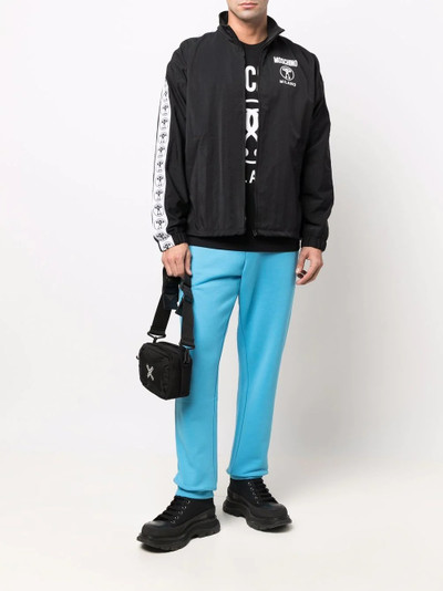 Moschino logo-stripe bomber jacket outlook