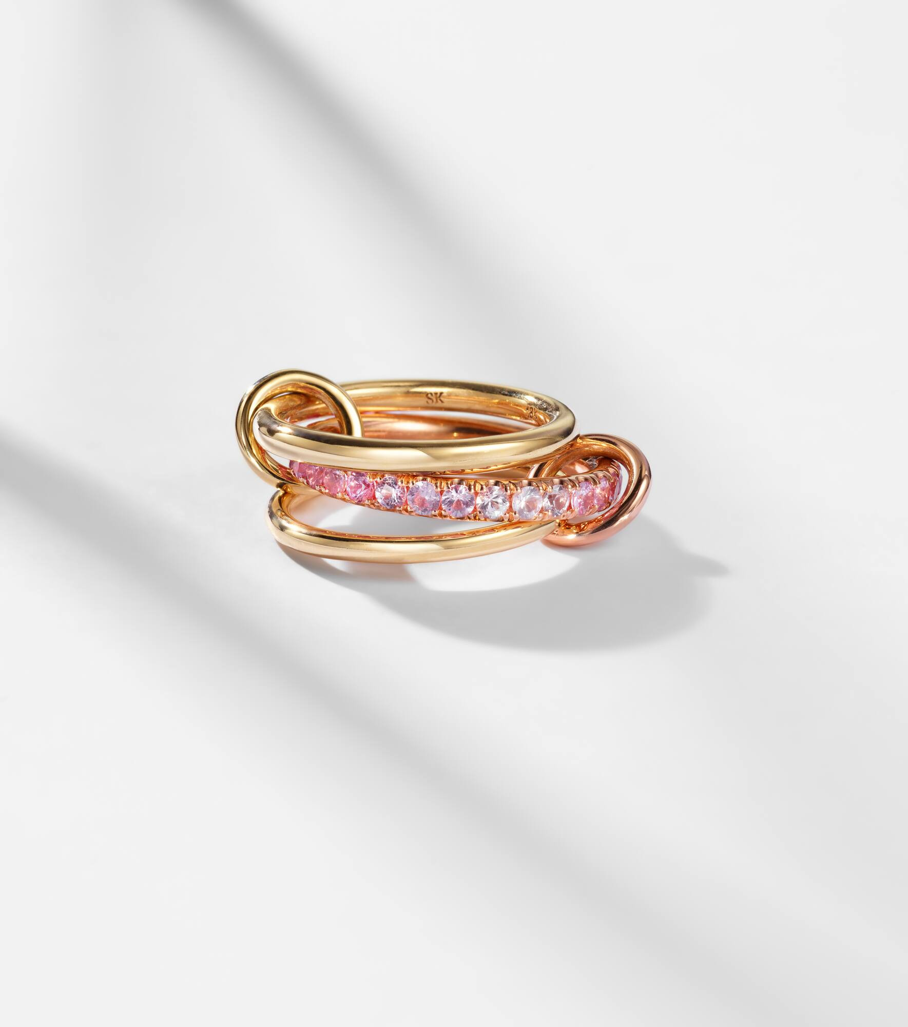 Petunia 18kt yellow and rose gold ring with sapphires - 5