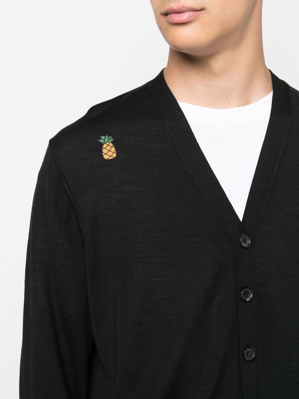 embroidered-logo V-neck cardigan - 5