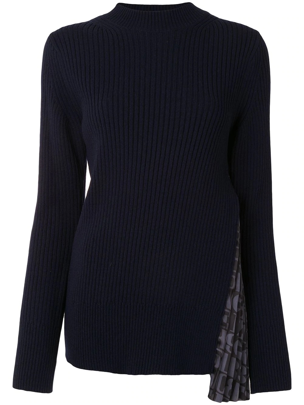 ribbed knit mock neck jumper - 1