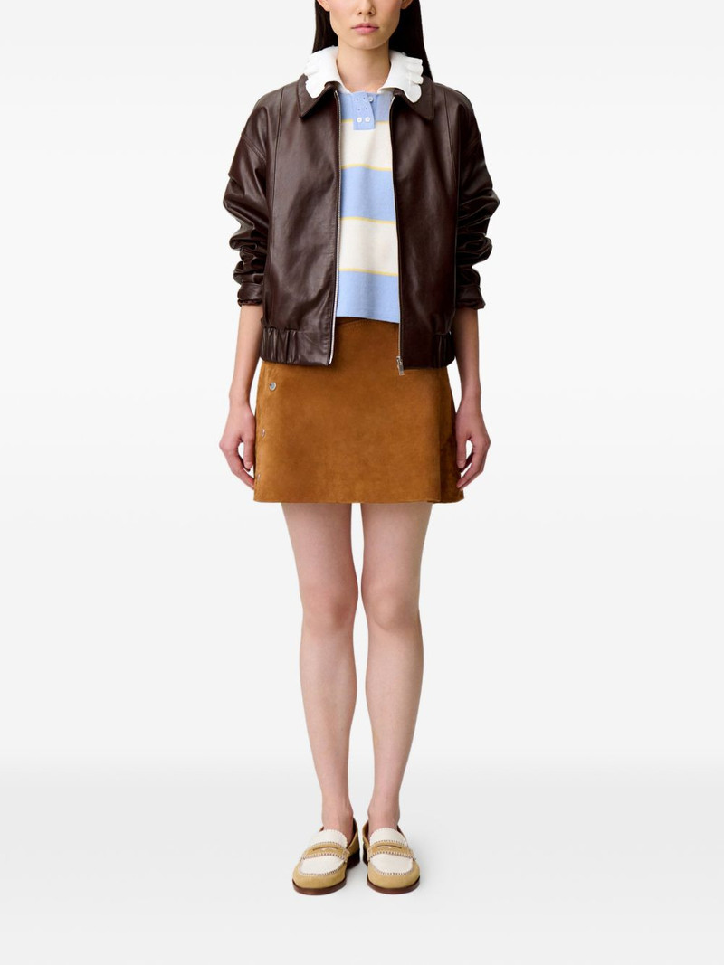 Claudie Pierlot striped ruffled-detail T-shirt outlook