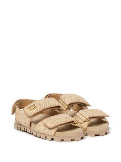Miu Miu double-strap woven sandals outlook