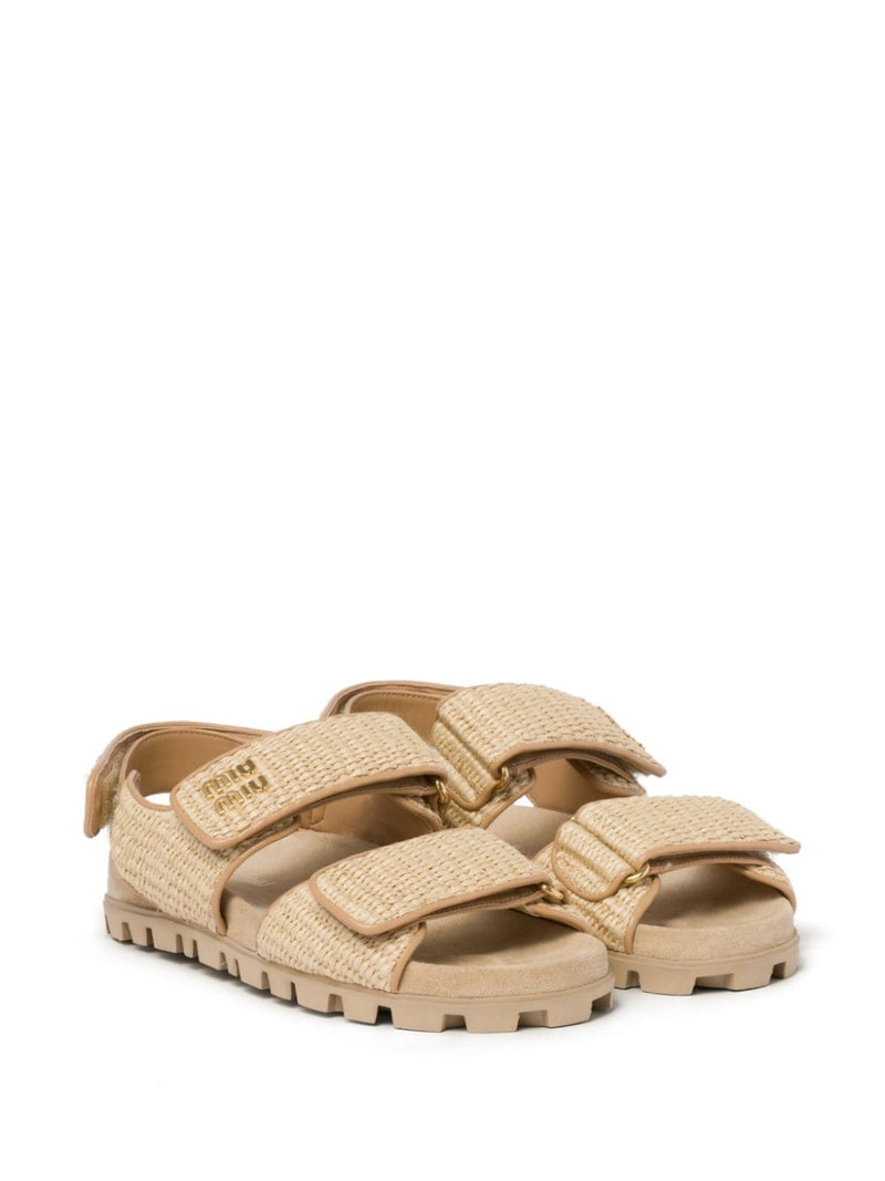 Miu Miu double-strap woven sandals outlook