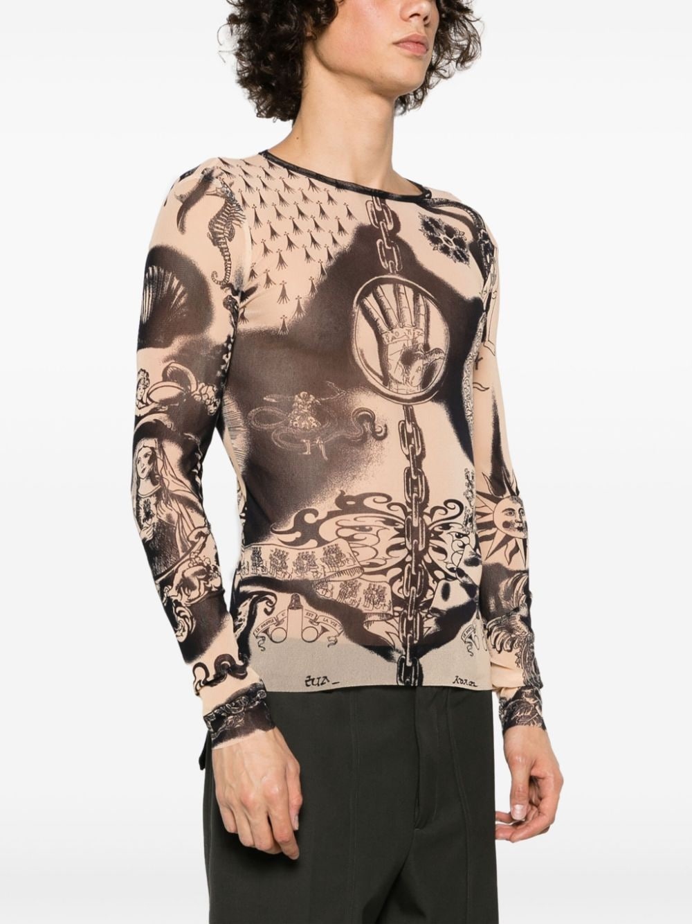 Tattoo-print mesh top - 4