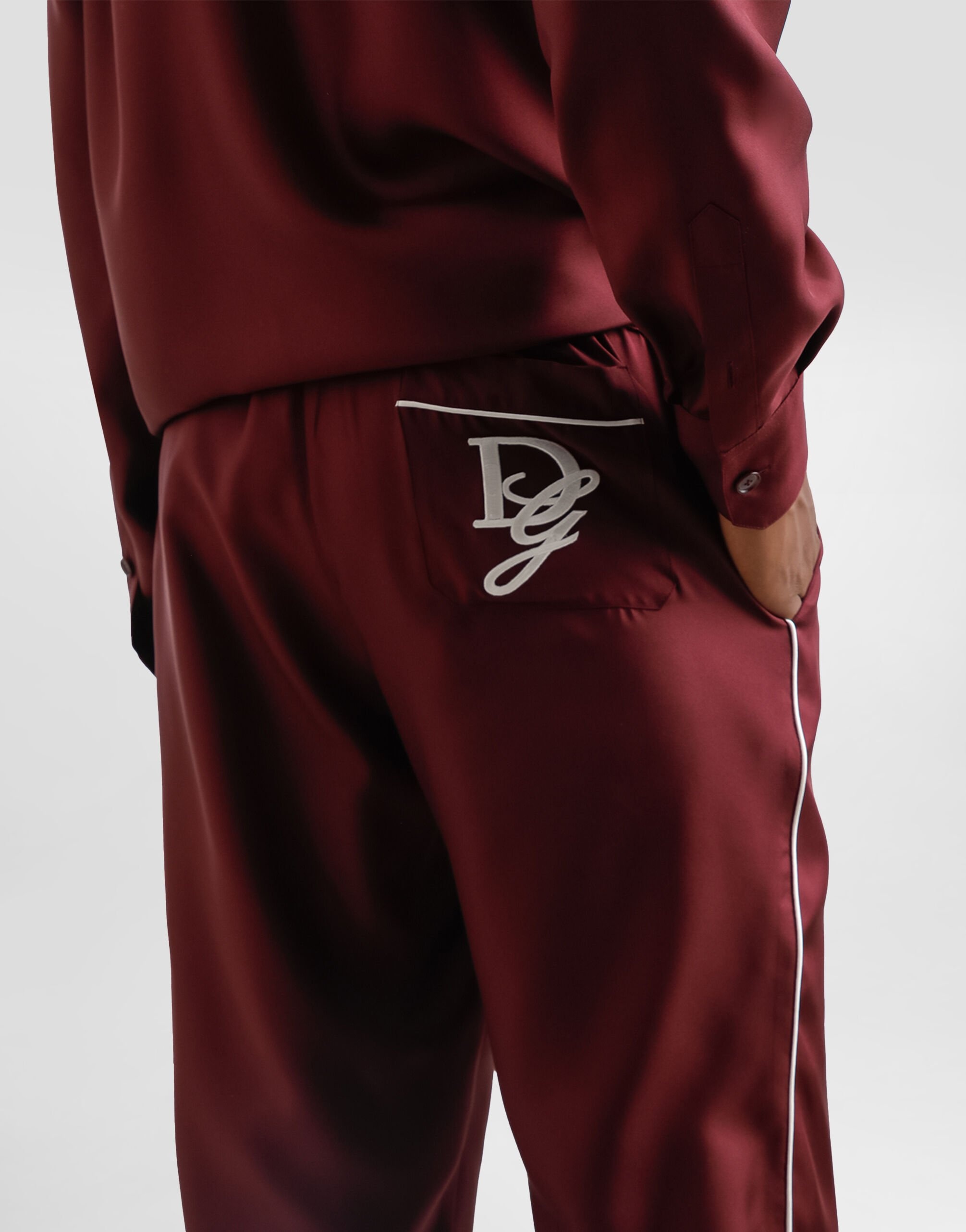 Silk pajama pants with logo embroidery - 5