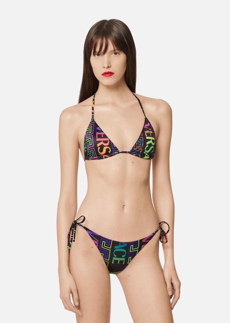 VERSACE Greca Neon Print Bikini Top outlook