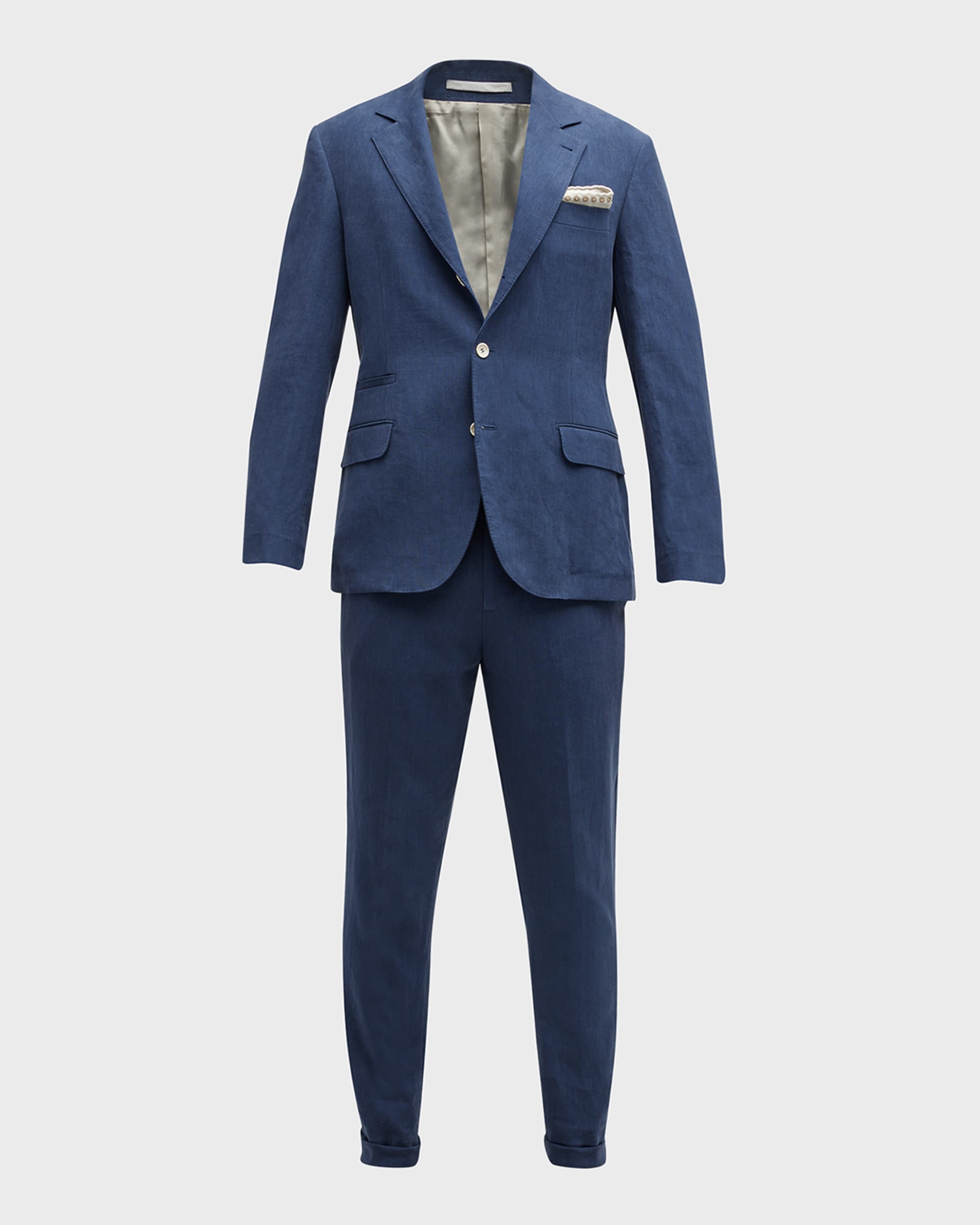 Men's Solid Linen Suit - 3