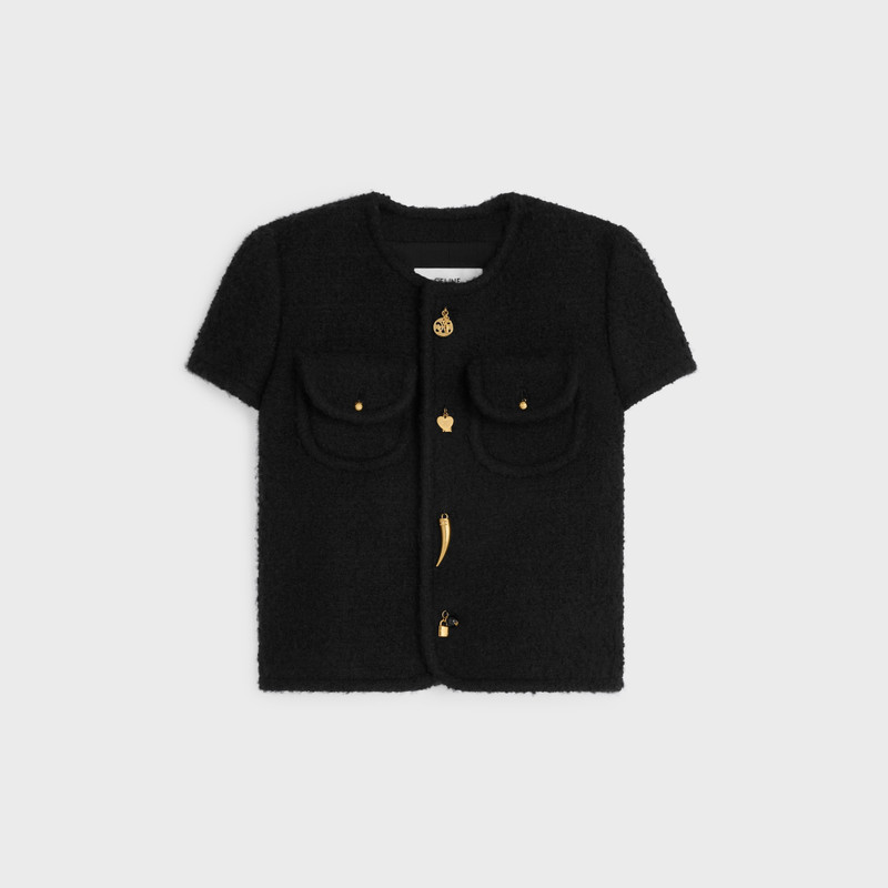 short-sleeved jacket IN cashmere and wool natté 1