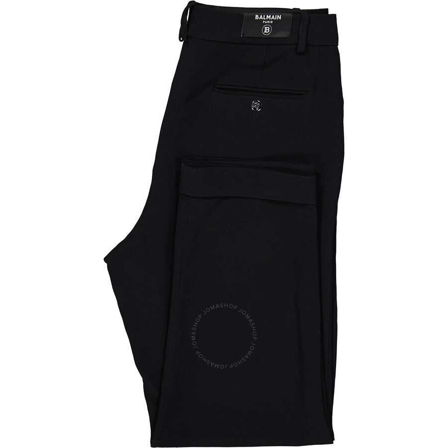 Balmain Men's Black Straight-leg Crepe Trousers - 7