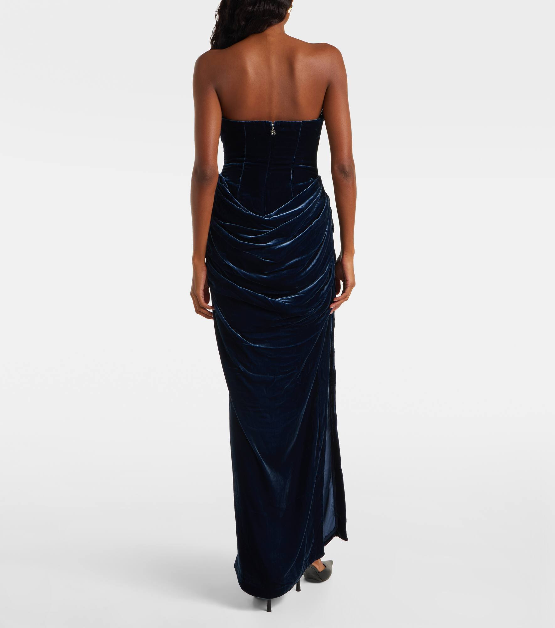 Vilma draped strapless velvet gown - 3