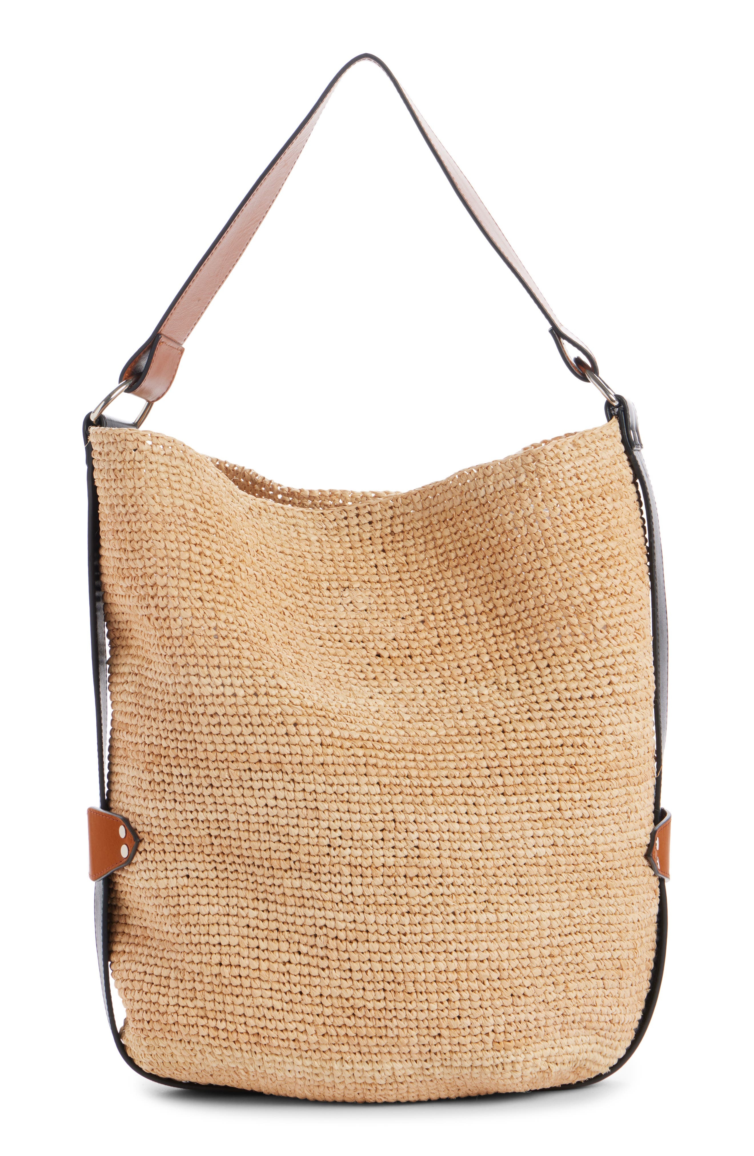 Isabel Marant Bayia Raffia Bucket Bag in Natural/Cognac at Nordstrom - 3