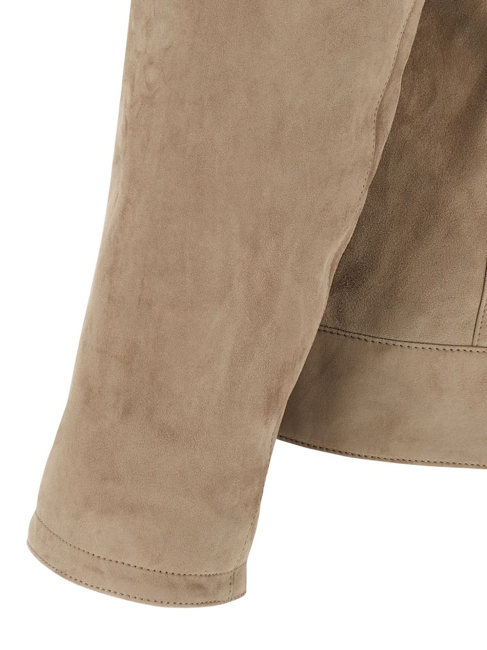shirt-collar suede leather jacket - 3