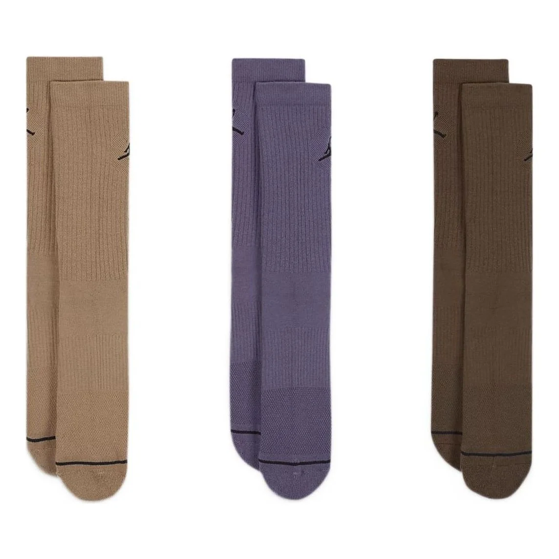 Air Jordan Everyday Crew Socks 3 Set 'Tan Purple Brown' DX9632-905 - 1