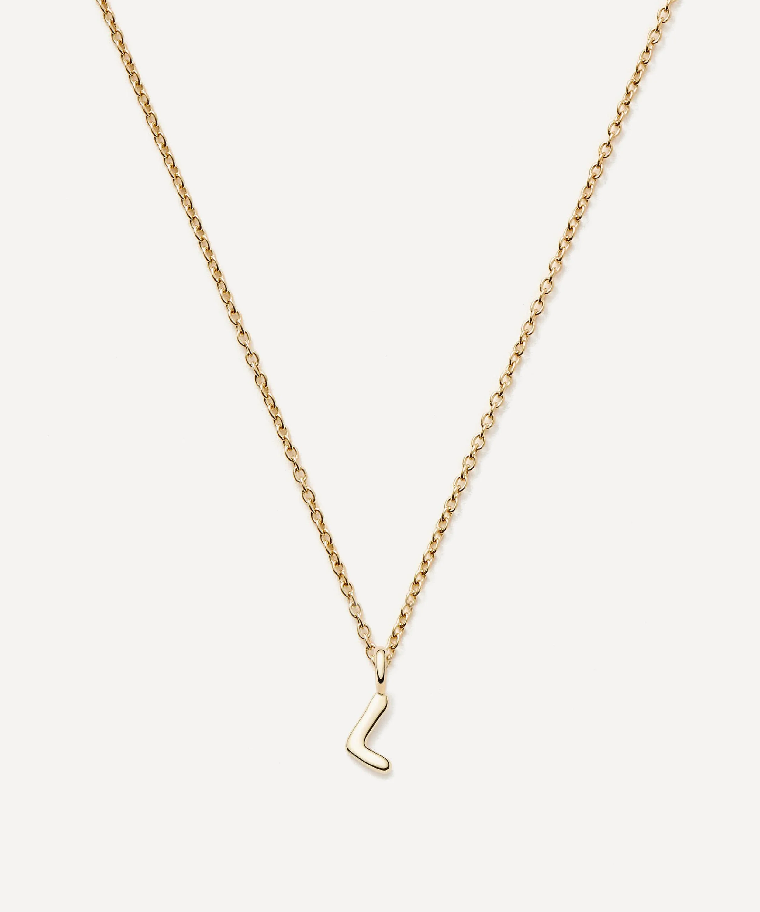 14ct Gold Fine Initial Mini L Pendant Necklace - 1