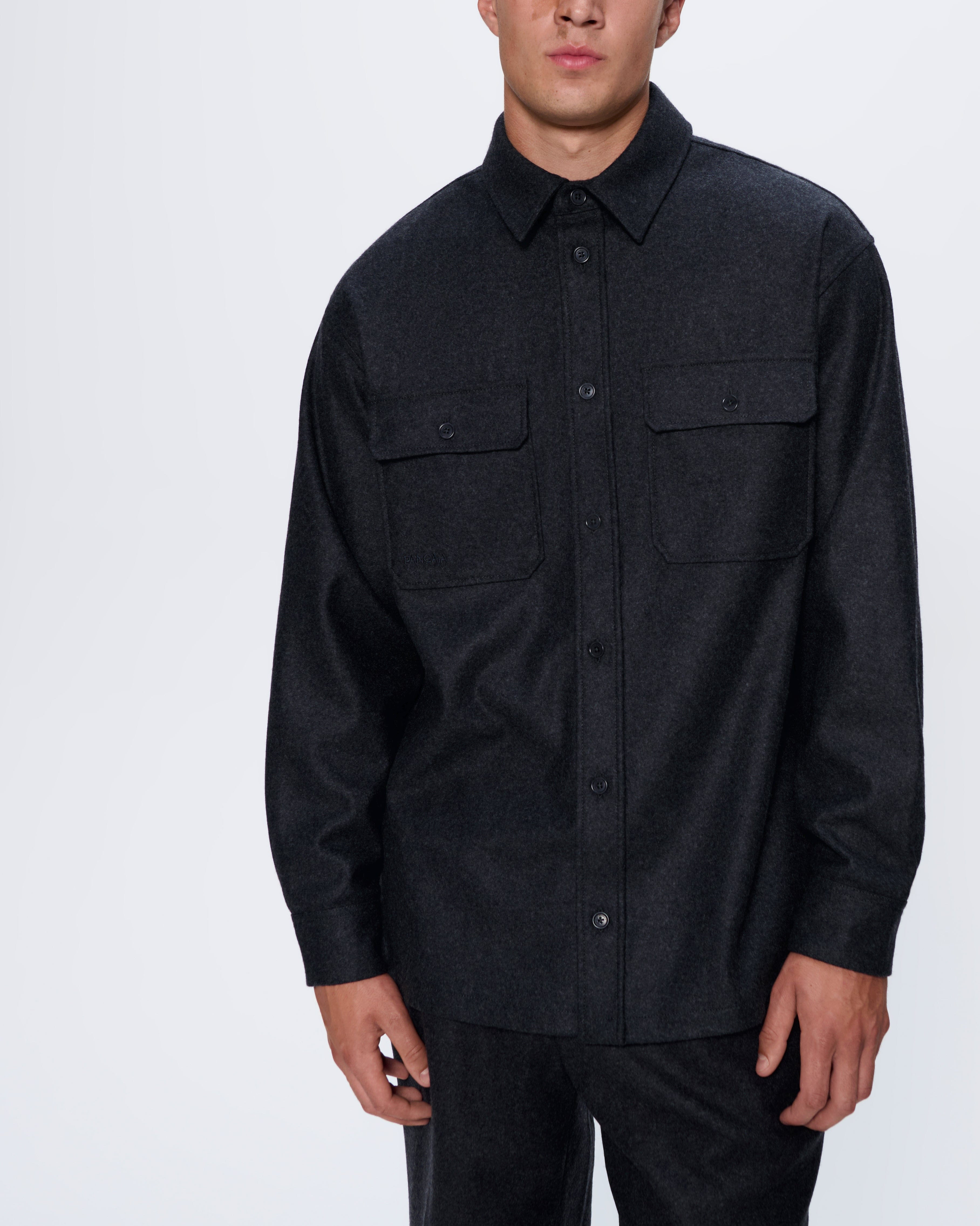 Mens Recycled Wool Long-Sleeve Shirt - Mercury Grey - 3