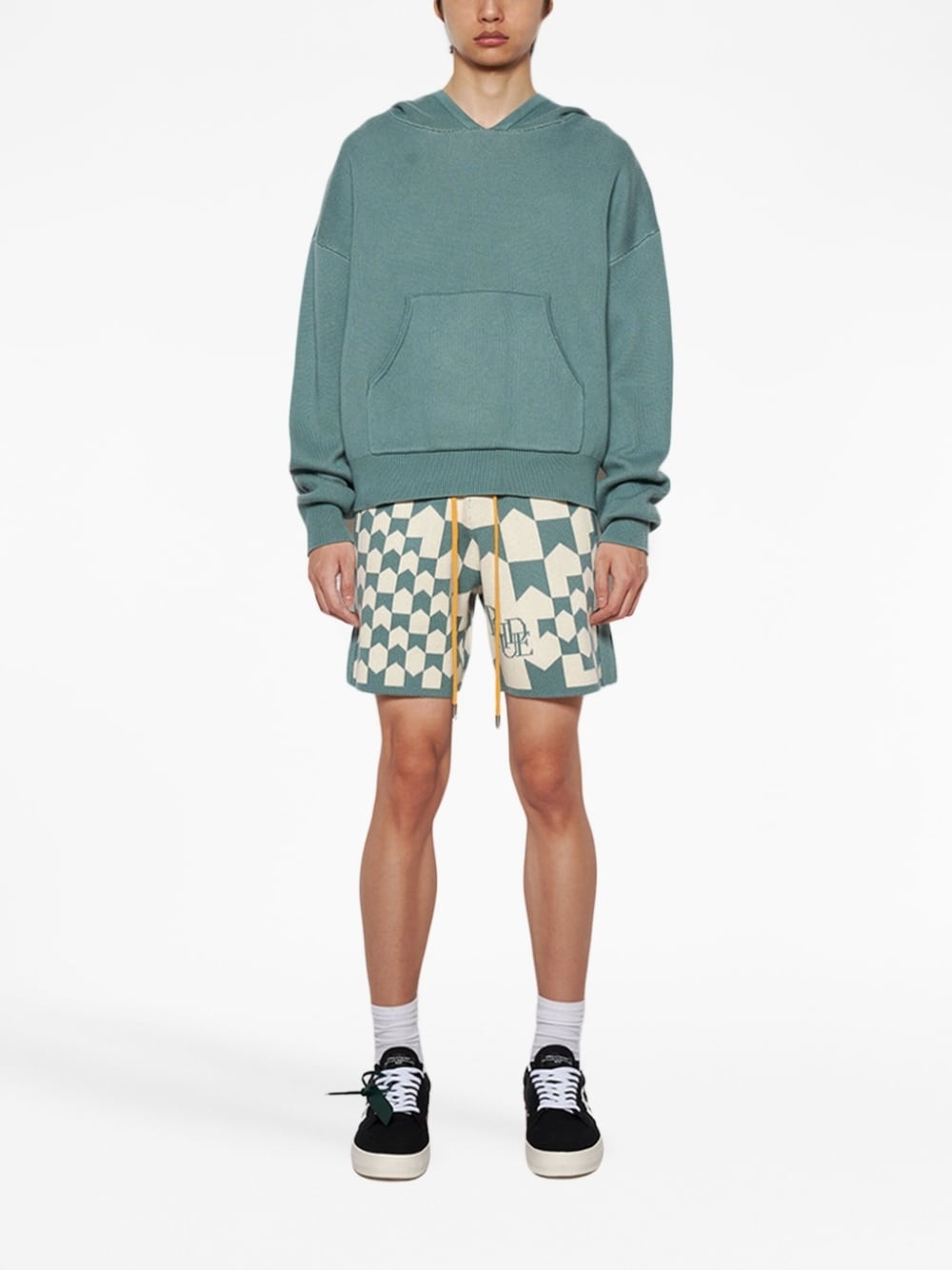 Script logo-print knitted hoodie - 2