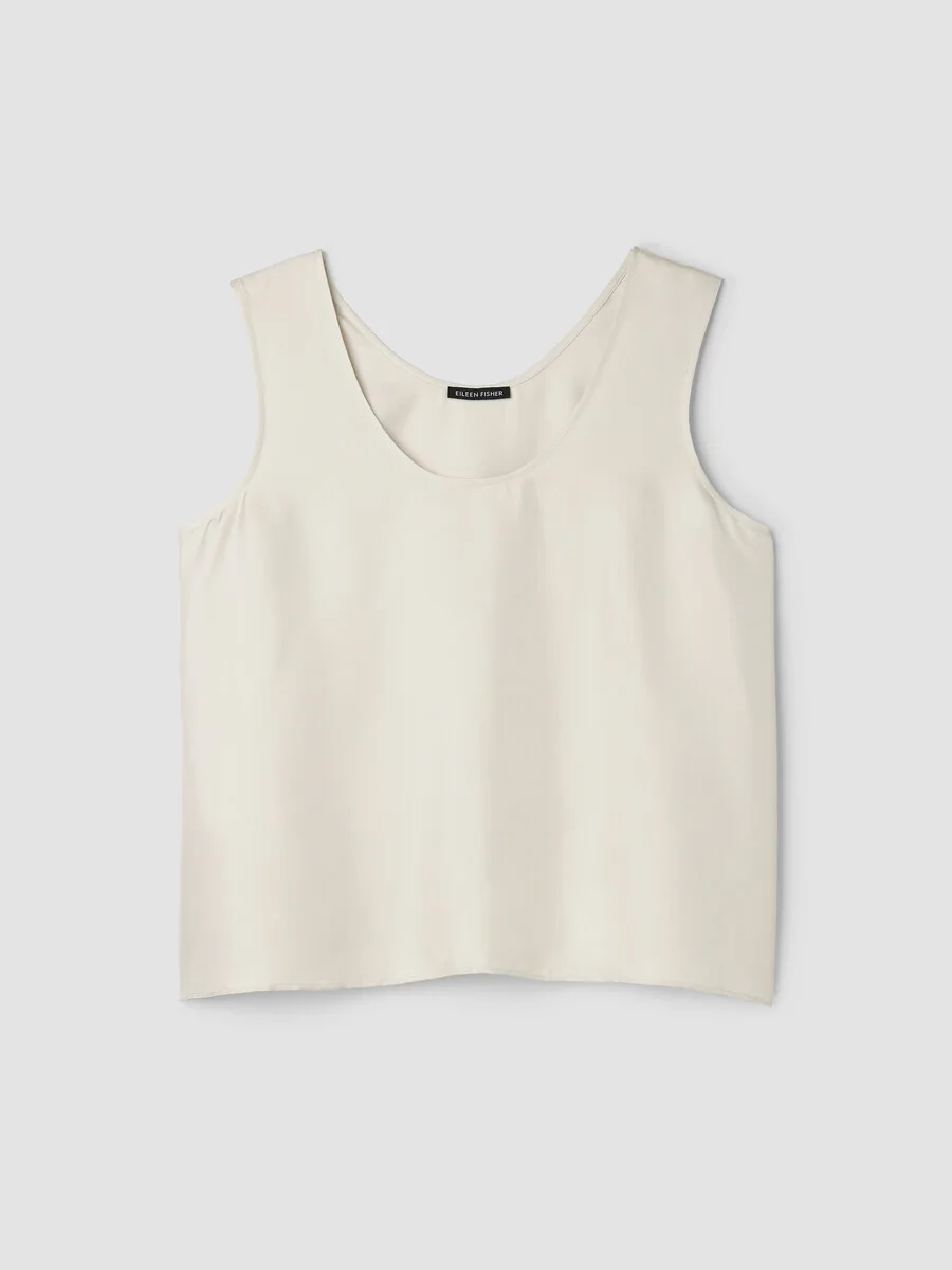 Silk Twill Curved V-Neck Tank - 1