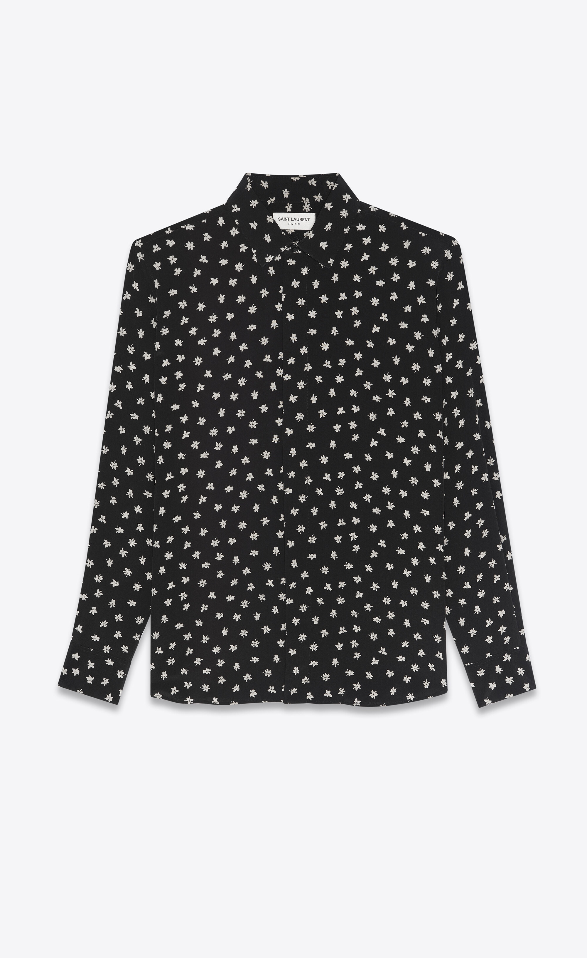 orchid-printed shirt in crepe de chine - 1