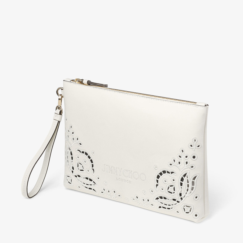 JIMMY CHOO Zipped Flat Pouch
Latte Leather Pouch with Sangallo Embroidery outlook