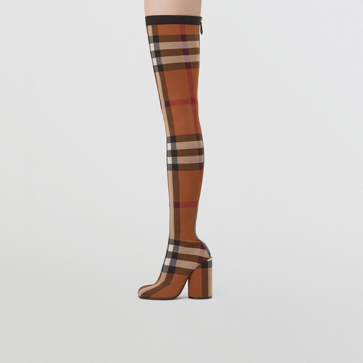 Knitted Check Over-the-knee Sock Boots - 3