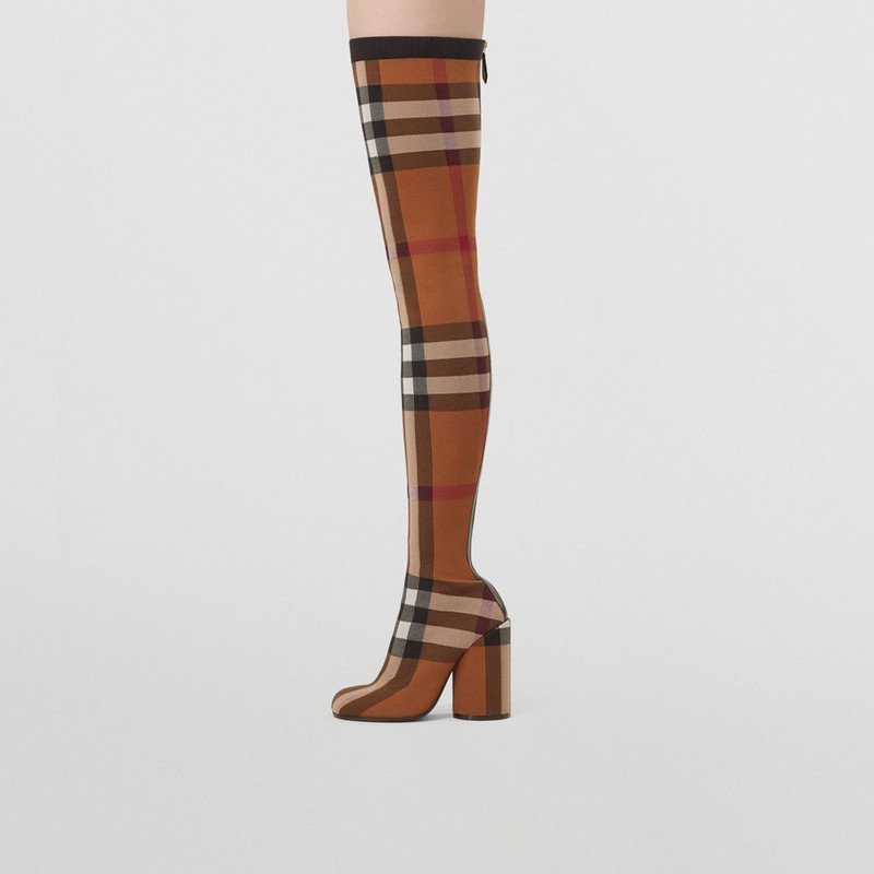 Knitted Check Over-the-knee Sock Boots 3